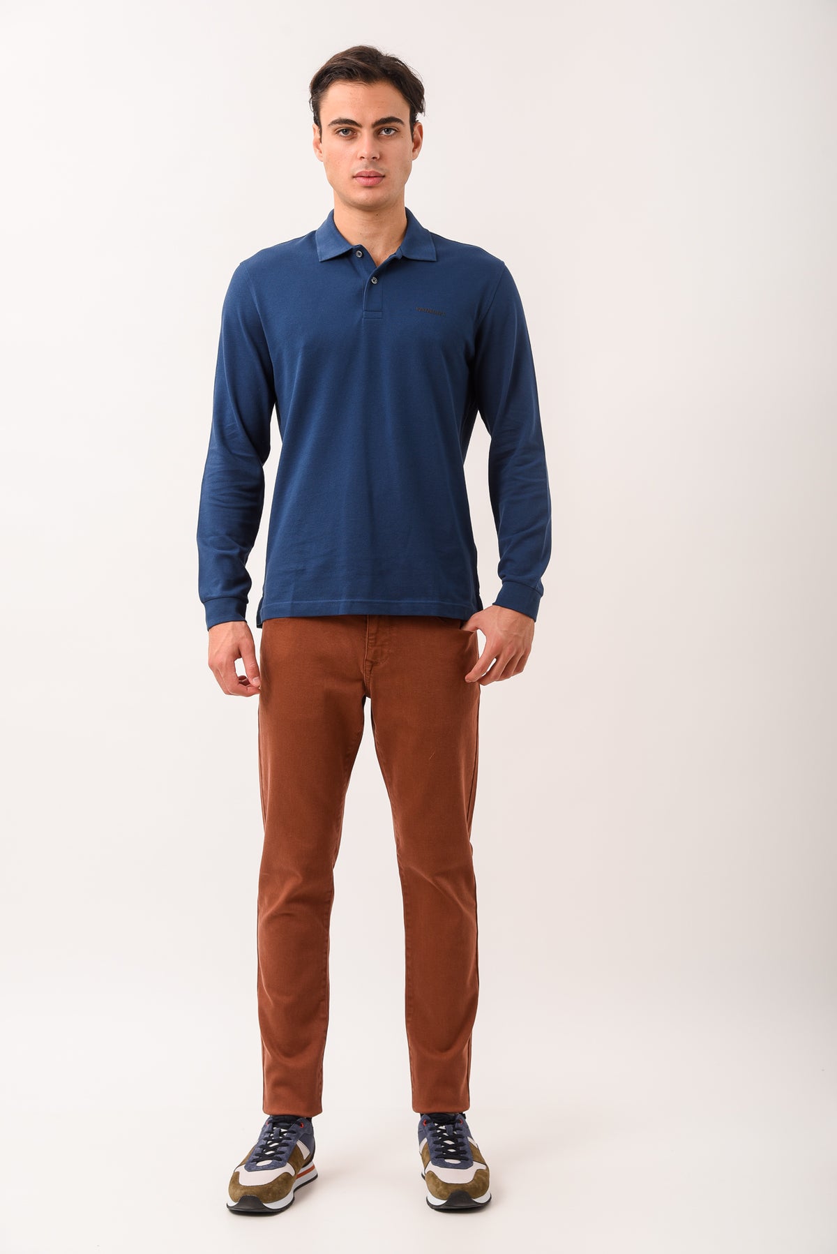 ΑΝΔΡΙΚΟ ΜΑΚΡΥΜΑΝΙΚΟ POLO PORTOBELLO'S ΣΕ ΜΠΛΕ ΡΑΦ ΧΡΩΜΑ REGULAR FIT