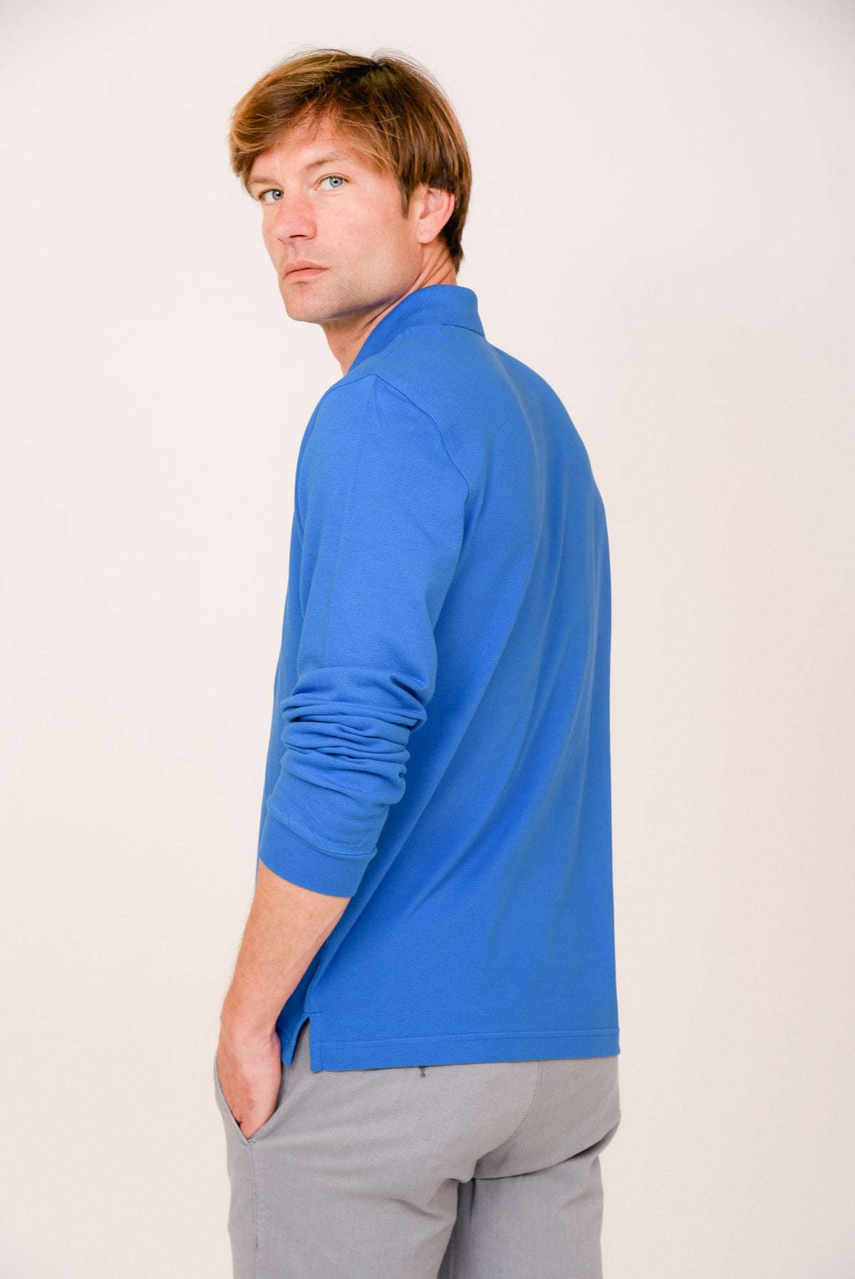 ΑΝΔΡΙΚΟ ΜΑΚΡΥΜΑΝΙΚΟ POLO PORTOBELLO'S ΣΕ ΜΕΣΑΙΟ ΜΠΛΕ ΧΡΩΜΑ REGULAR FIT