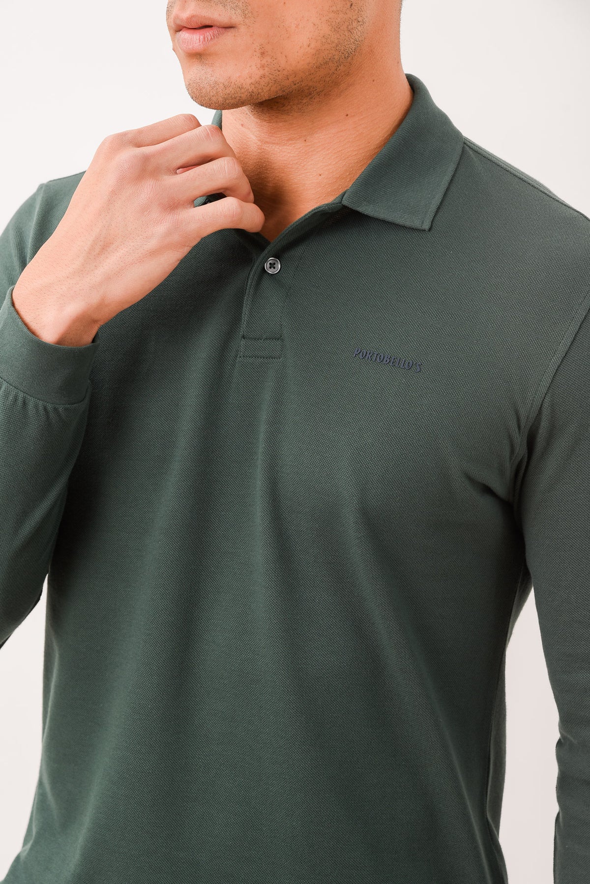 ΑΝΔΡΙΚΟ ΜΑΚΡΥΜΑΝΙΚΟ POLO PORTOBELLO'S ΣΕ ΠΡΑΣΙΝΟ ΧΡΩΜΑ REGULAR FIT