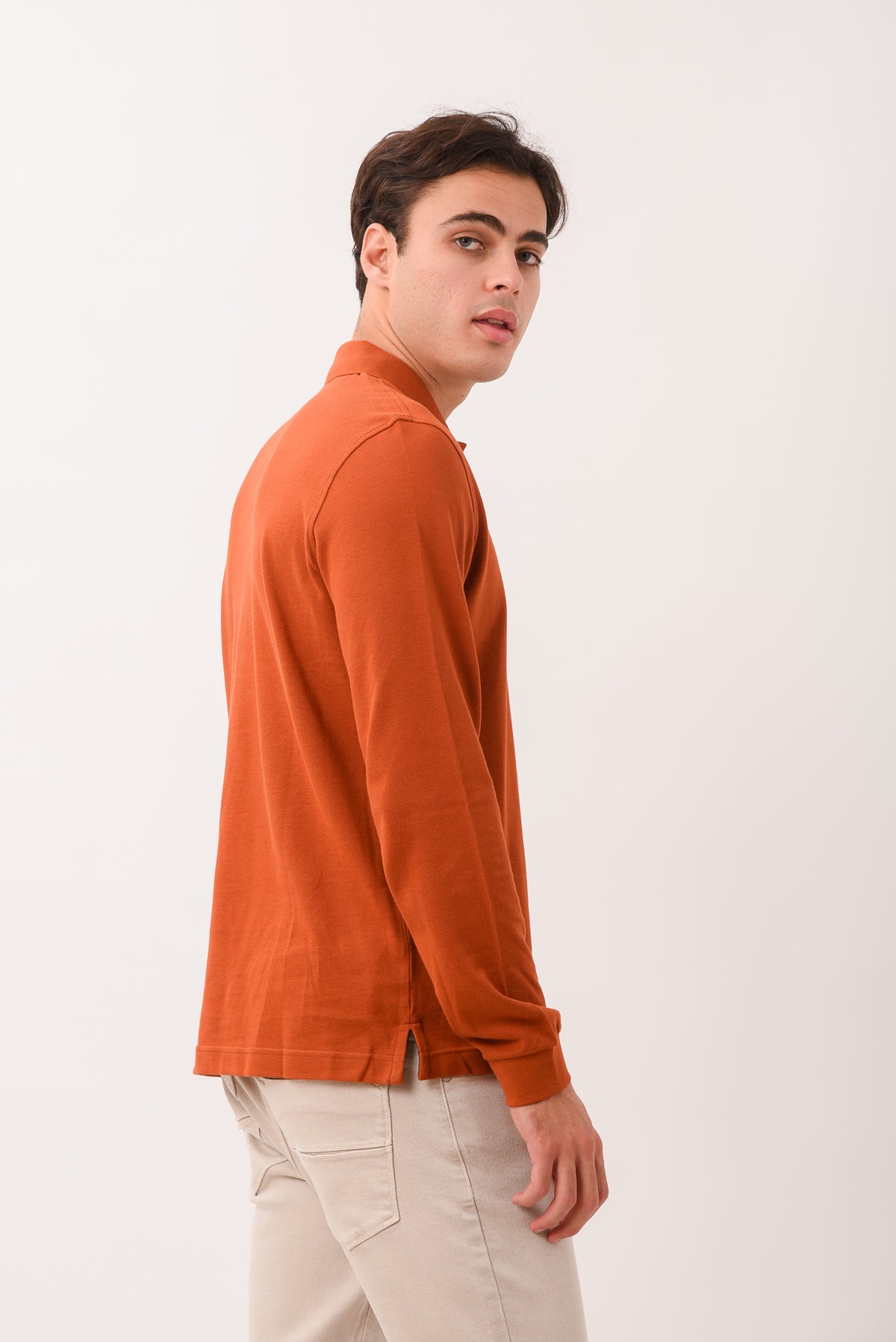 ΑΝΔΡΙΚΟ ΜΑΚΡΥΜΑΝΙΚΟ POLO PORTOBELLO'S ΣΕ ΚΕΡΑΜΙΔΙ ΧΡΩΜΑ REGULAR FIT