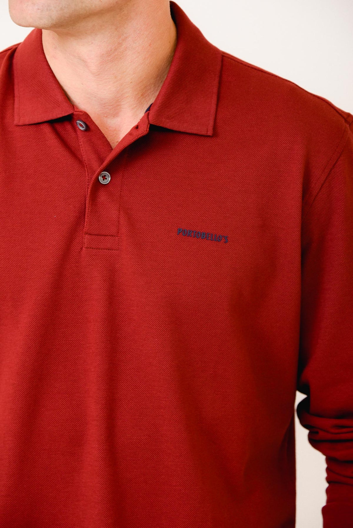 ΑΝΔΡΙΚΟ ΜΑΚΡΥΜΑΝΙΚΟ POLO PORTOBELLO'S ΣΕ ΜΠΟΡΝΤΟ ΧΡΩΜΑ REGULAR FIT