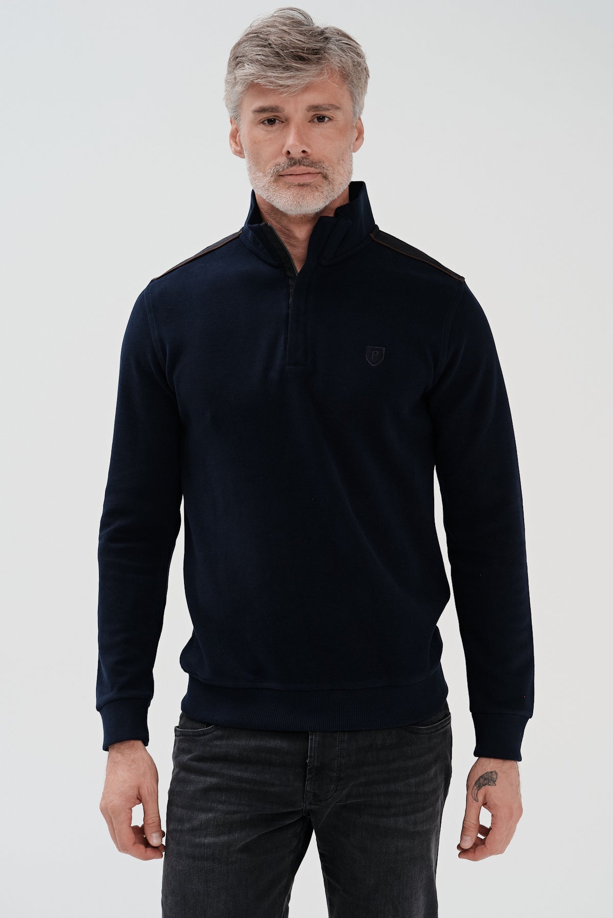 ΑΝΔΡΙΚΟ ΜΠΛΕ ΠΟΥΛΟΒΕΡ LUPETTO ZIP ΜΕ ΛΕΠΤΟΜΕΡΕΙΕΣ PORTOBELLO'S REGULAR FIT