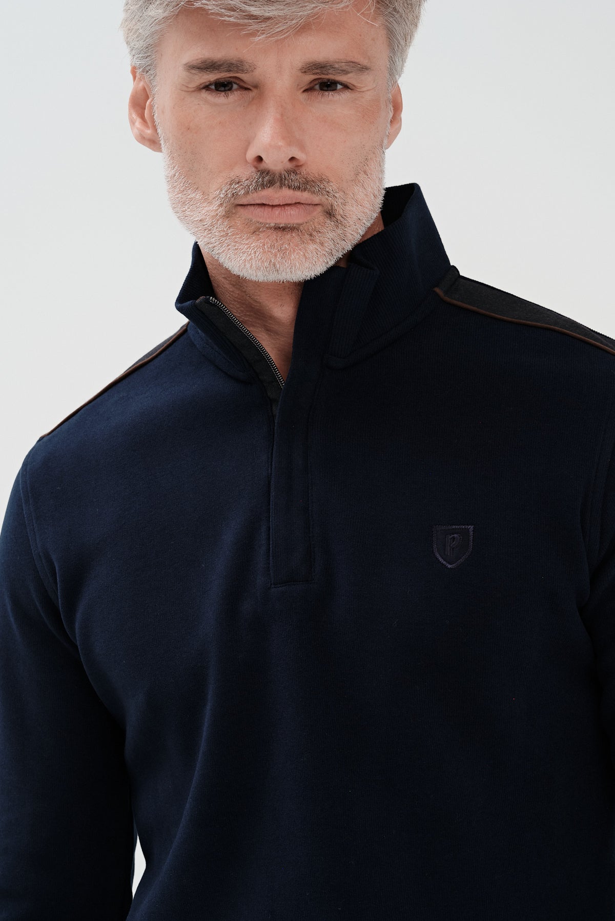 ΑΝΔΡΙΚΟ ΜΠΛΕ ΠΟΥΛΟΒΕΡ LUPETTO ZIP ΜΕ ΛΕΠΤΟΜΕΡΕΙΕΣ PORTOBELLO'S REGULAR FIT