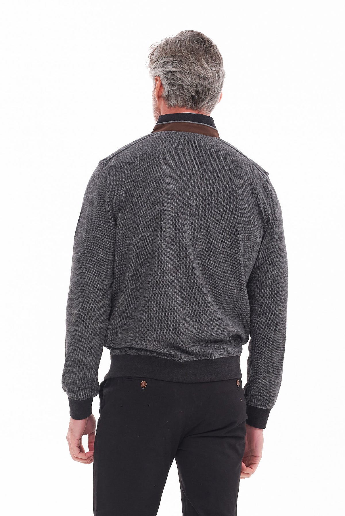 ΑΝΔΡΙΚΟ ΠΟΥΛΟΒΕΡ LUPETTO ZIP PORTOBELLO'S ΣΤΟ ΧΡΩΜΑ ΤΟΥ ΓΡΑΦΙΤΗ REGULAR FIT