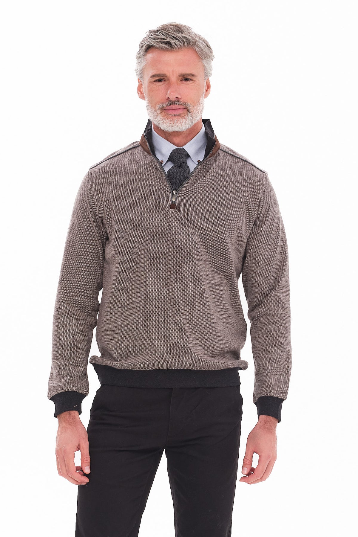 ΑΝΔΡΙΚΟ ΣΚΟΥΡΟ ΜΠΕΖ ΠΟΥΛΟΒΕΡ LUPETTO ZIP PORTOBELLO'S REGULAR FIT