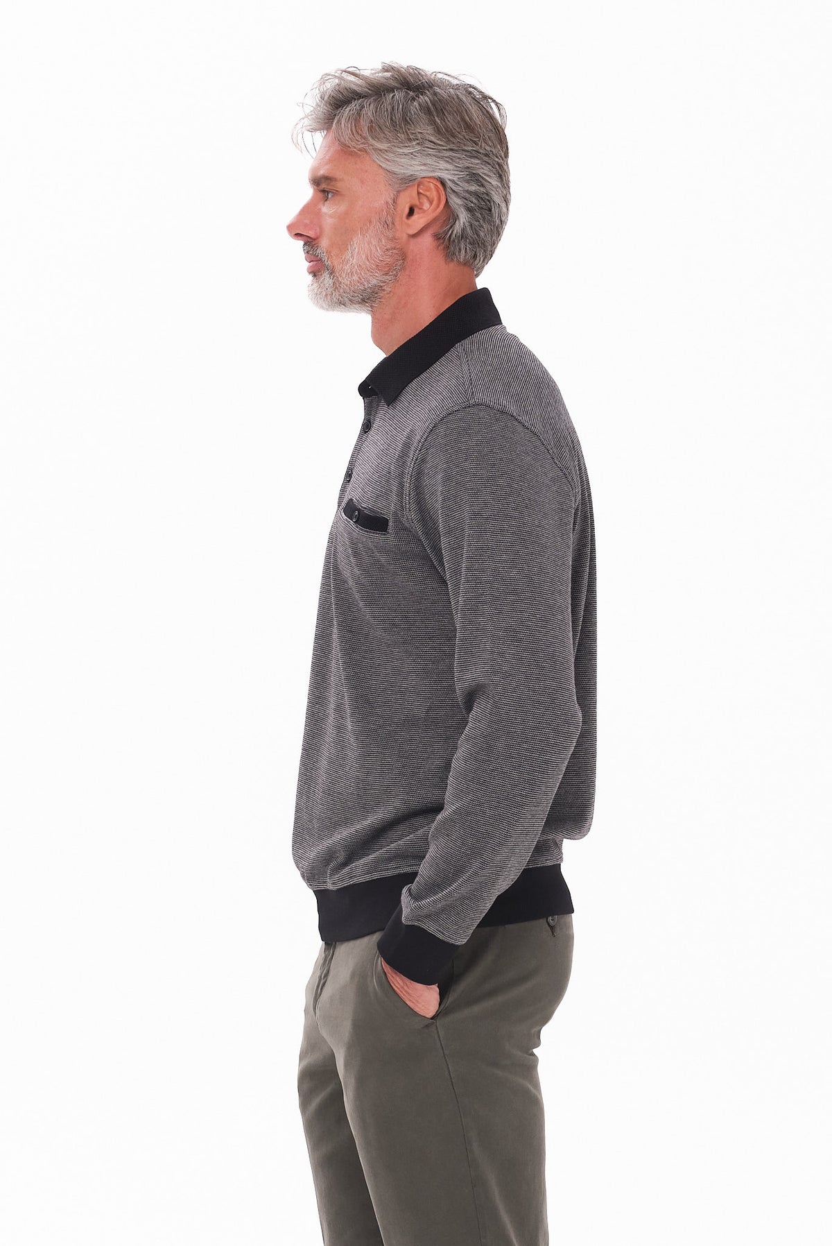 ΑΝΔΡΙΚΟ ΣΚΟΥΡΟ ΓΚΡΙ POLO ΜΑΚΡΥΜΑΝΙΚΟ PORTOBELLO'S REGULAR FIT