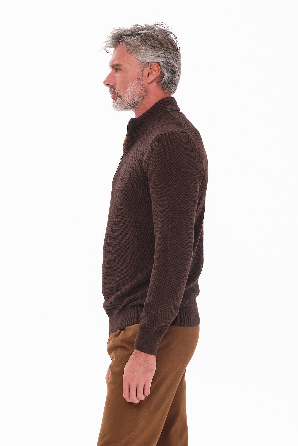 ΑΝΔΡΙΚΟ ΠΟΥΛΟΒΕΡ LUPETTO ZIP PORTOBELLO'S ΣΕ ΚΑΦΕΧΡΩΜΑ REGULAR FIT
