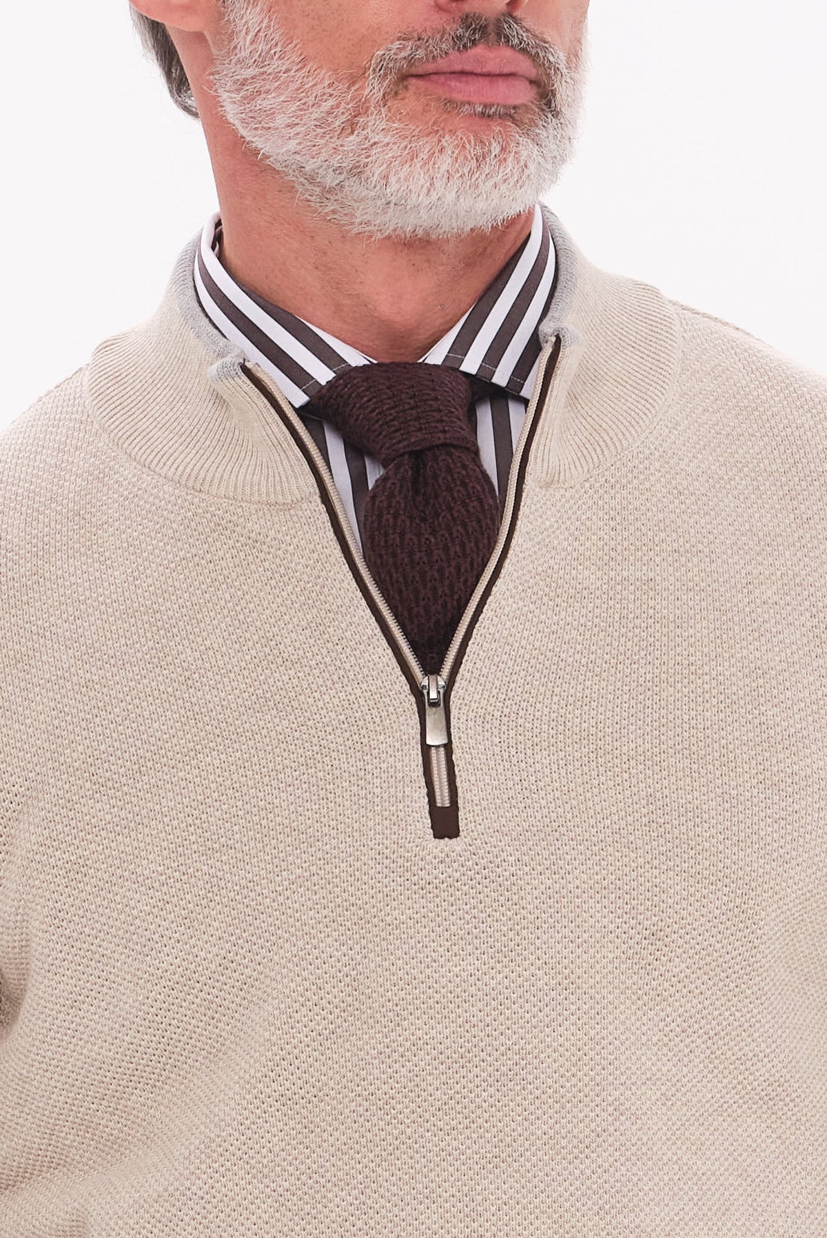 ΑΝΔΡΙΚΟ ΠΟΥΛΟΒΕΡ LUPETTO ZIP PORTOBELLO'S ΣΕ ΜΠΕΖ ΣΚΟΥΡΟ ΧΡΩΜΑ REGULAR FIT
