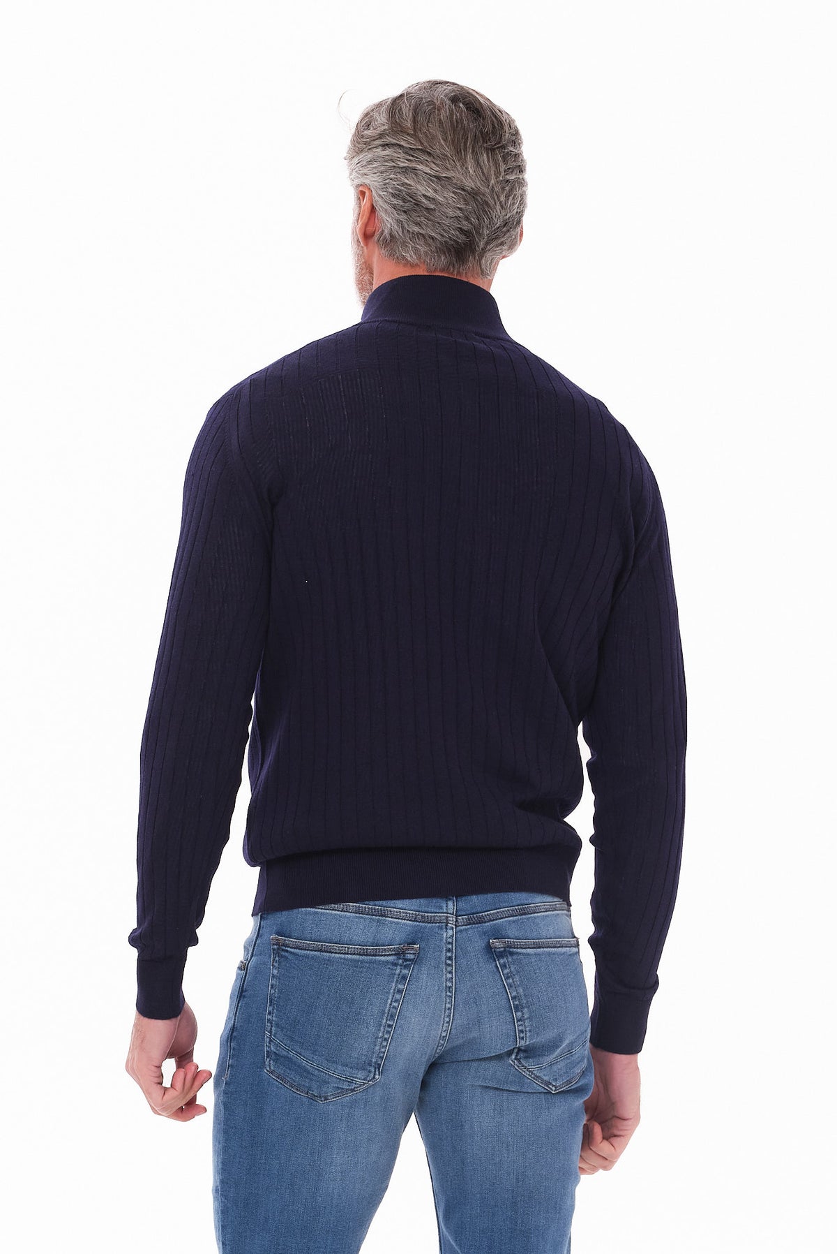 ΑΝΔΡΙΚΟ ΜΠΛΕ ΜΑΛΛΙΝΟ LUPETTO ZIP PORTOBELLO'S REGULAR FIT ΜΕ ΔΙΑΚΡΙΤΙΚΗ ΡΙΓΕ ΠΛΕΞΗ
