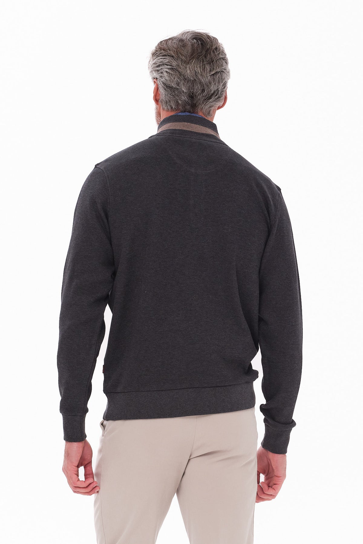 ΑΝΔΡΙΚΟ ΠΟΥΛΟΒΕΡ LUPETTO ZIP PORTOBELLO'S ΣΤΟ ΧΡΩΜΑ ΤΟΥ ΓΡΑΦΙΤΗ REGULAR FIT