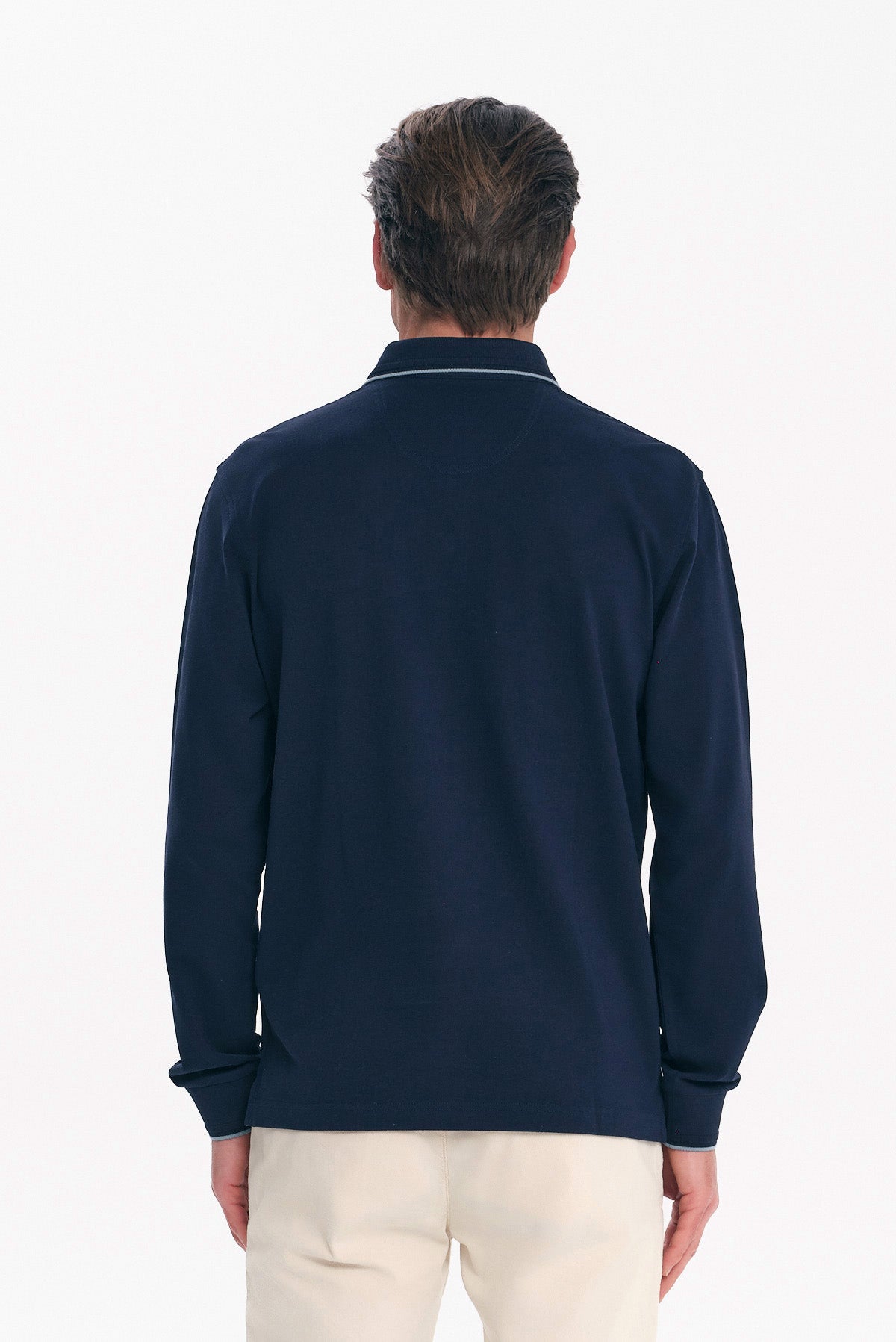 ΑΝΔΡΙΚΟ ΜΠΛΕ ΜΑΚΡΥΜΑΝΙΚΟ POLO REGULAR FIT COTTON PIMA PORTOBELLO'S