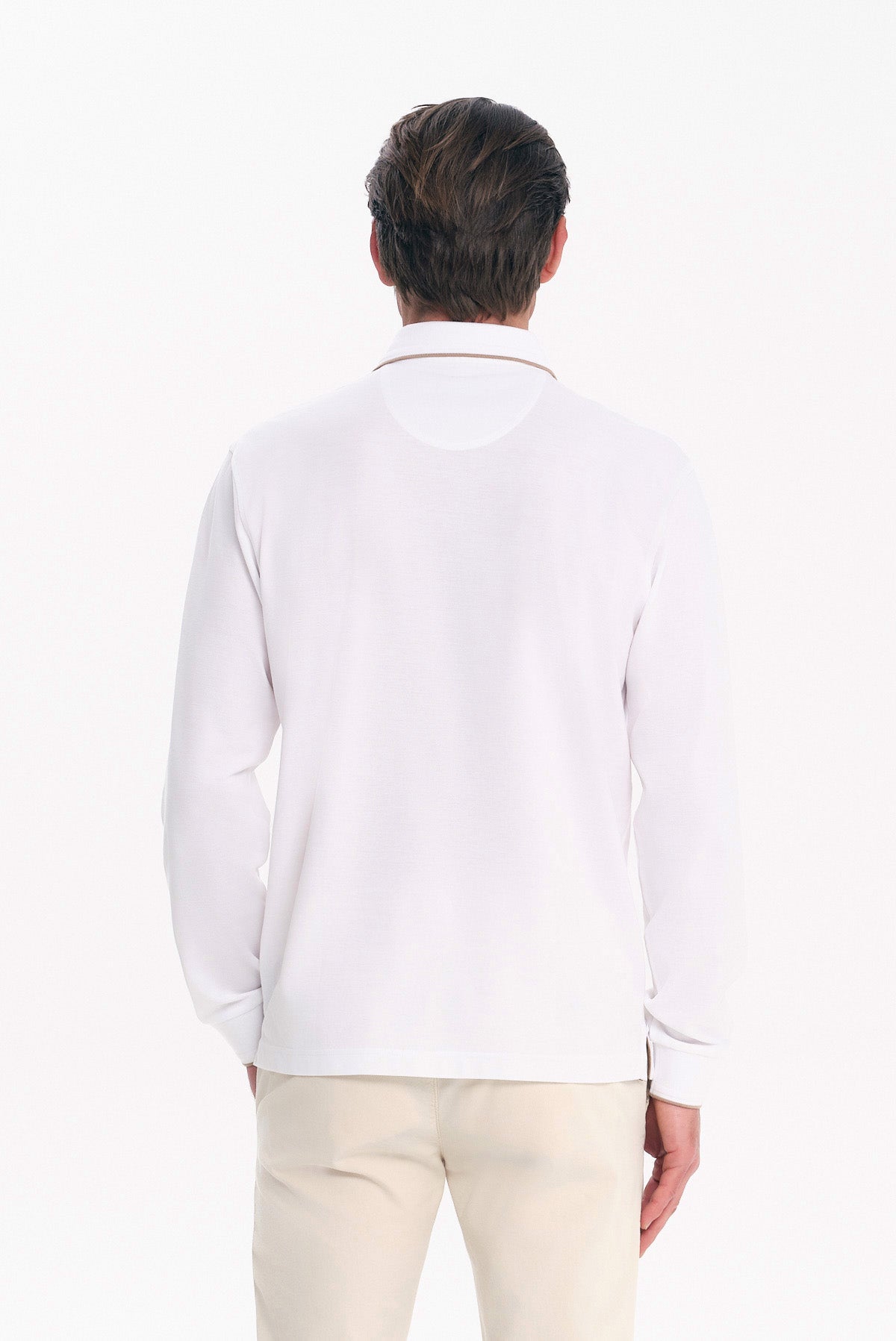 ΑΝΔΡΙΚΟ ΛΕΥΚΟ ΜΑΚΡΥΜΑΝΙΚΟ POLO REGULAR FIT COTTON PIMA PORTOBELLO'S