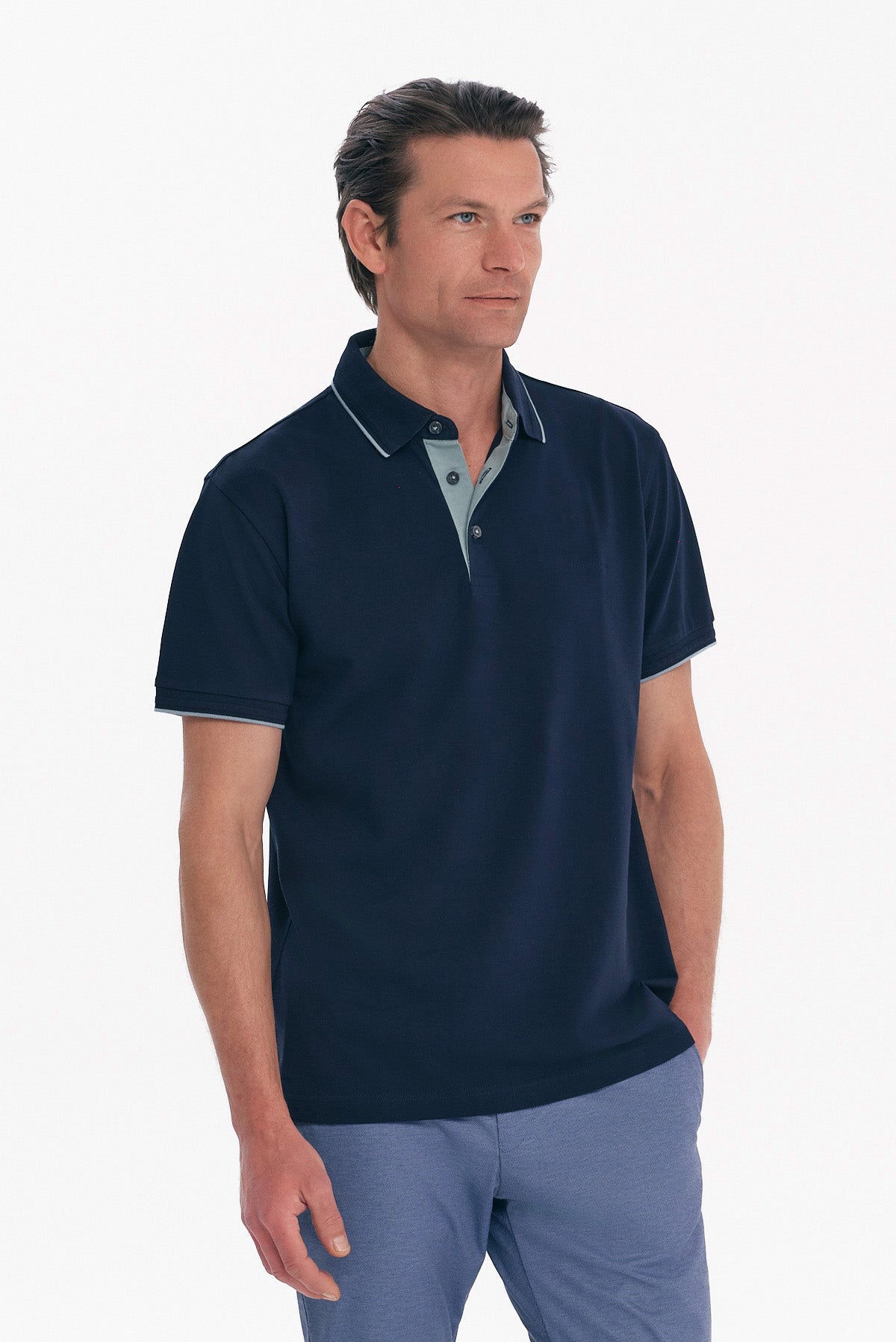 ΑΝΔΡΙΚΟ ΜΠΛΕ POLO COTTON PIMA REGULAR FIT PORTOBELLO'S