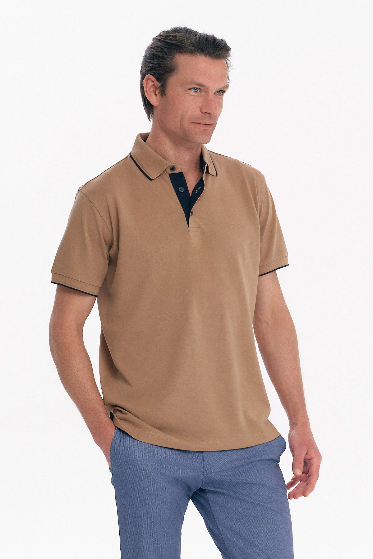 ΑΝΔΡΙΚΟ ΜΠΕΖ ΣΚΟΥΡΟ POLO COTTON PIMA REGULAR FIT PORTOBELLO'S