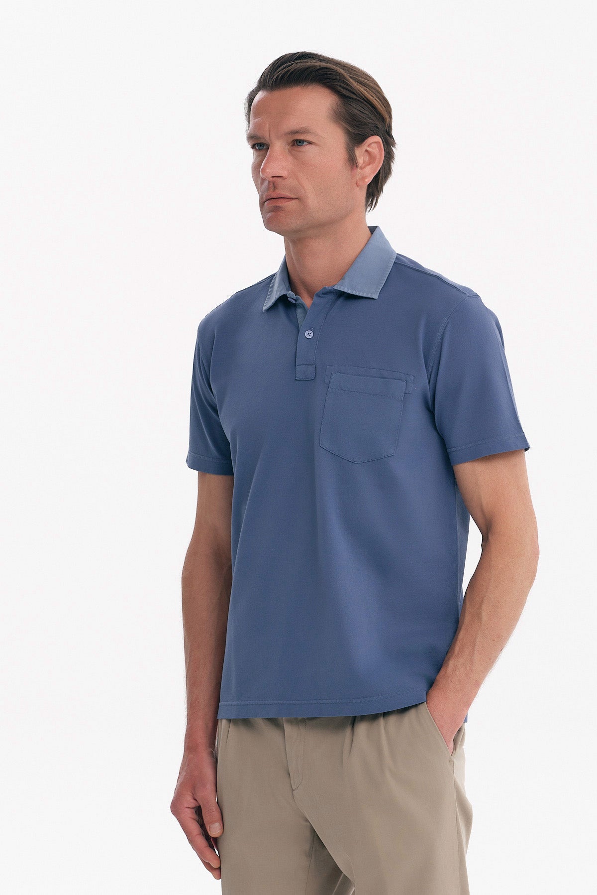 ΑΝΔΡΙΚΟ ΜΠΛΕ ΡΑΦ POLO REGULAR FIT ΜΕ ΤΣΕΠΗ ΣΤΟ ΣΤΗΘΟΣ