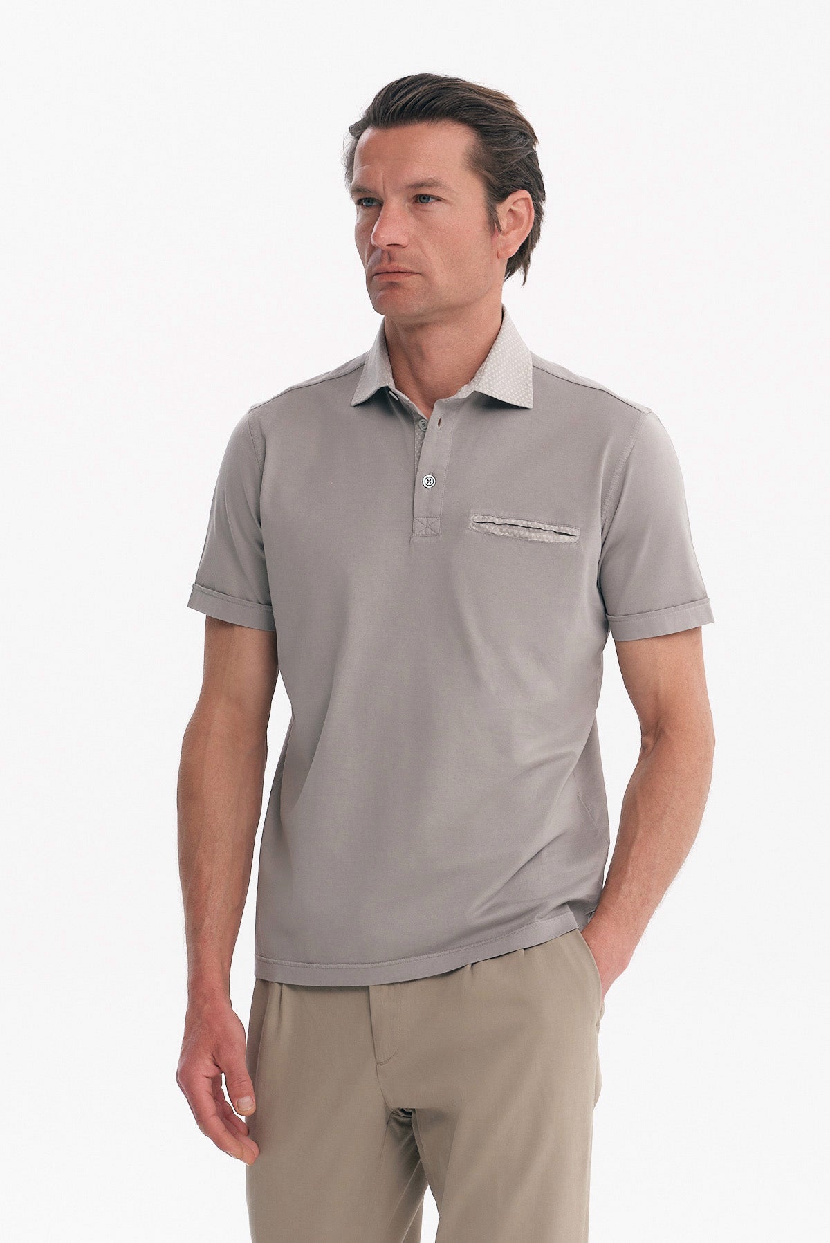 ΑΝΔΡΙΚΟ ΓΚΡΙ ΜΠΕΖ POLO MODERN FIT ΜΕ ΜΙΚΡΟΣΧΕΔΙΟ