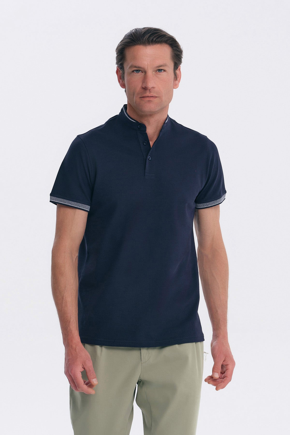 ΑΝΔΡΙΚΟ ΜΠΛΕ POLO REGULAR FIT PORTOBELLO'S MΕ ΜΑΟ ΓΙΑΚΑ