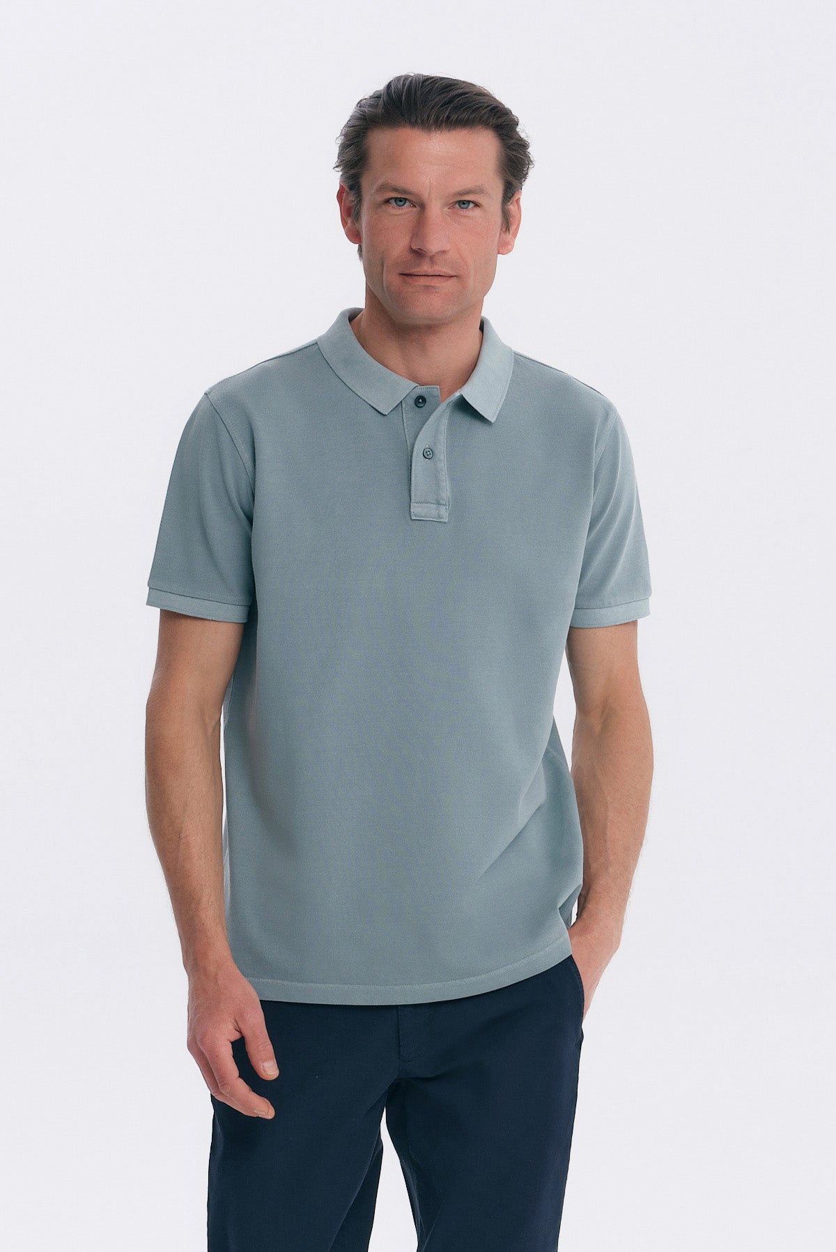 ΑΝΔΡΙΚΟ ΚΟΝΤΟΜΑΝΙΚΟ POLO ΣΤΟ ΧΡΩΜΑ ΤΗΣ ΜΕΝΤΑΣ GARMENT DYED  PORTOBELLO'S