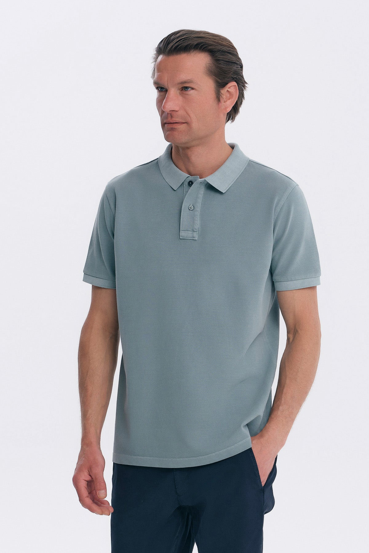 ΑΝΔΡΙΚΟ ΚΟΝΤΟΜΑΝΙΚΟ POLO ΣΤΟ ΧΡΩΜΑ ΤΗΣ ΜΕΝΤΑΣ GARMENT DYED  PORTOBELLO'S
