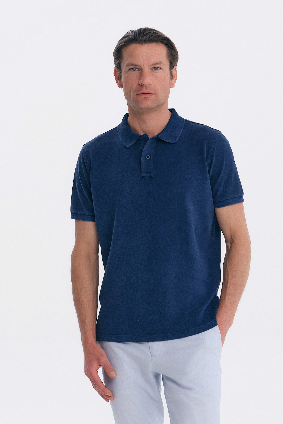 ΑΝΔΡΙΚΟ INDIGO ΚΟΝΤΟΜΑΝΙΚΟ POLO GARMENT DYED PORTOBELLO'S