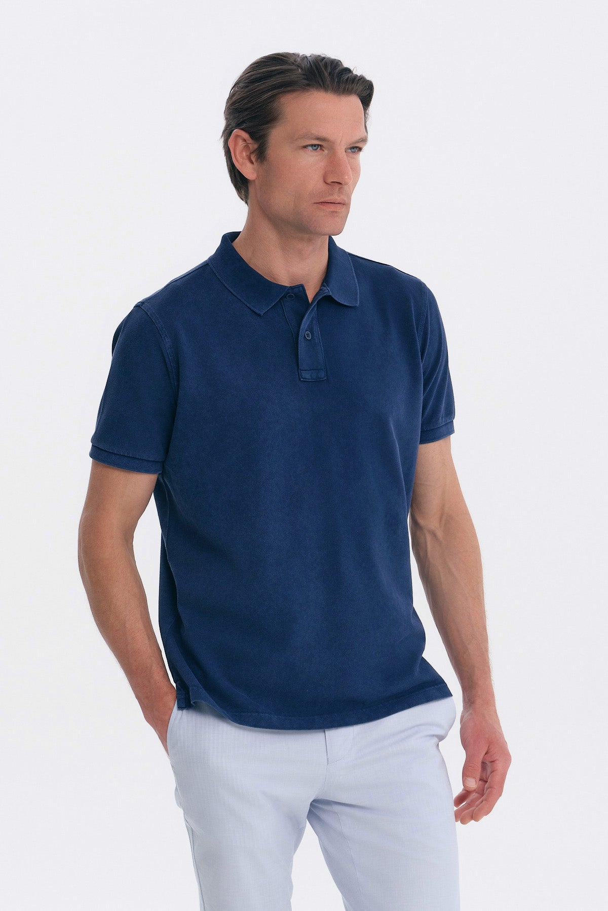 ΑΝΔΡΙΚΟ INDIGO ΚΟΝΤΟΜΑΝΙΚΟ POLO GARMENT DYED PORTOBELLO'S