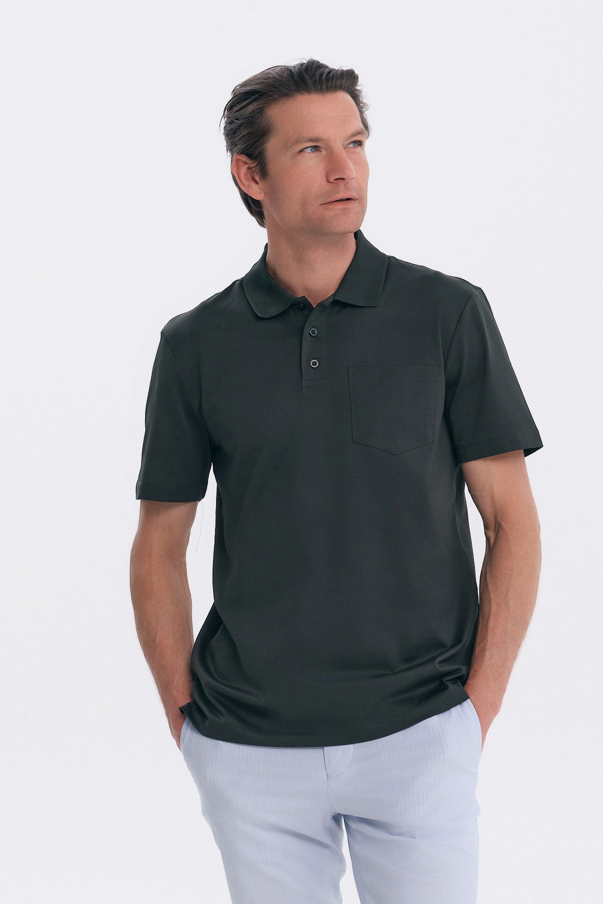 ΑΝΔΡΙΚΟ ΛΑΔΙ ΜΟΝΟΧΡΩΜΟ ΚΟΝΤΟΜΑΝΙΚΟ POLO JERSEY PORTOBELLO'S