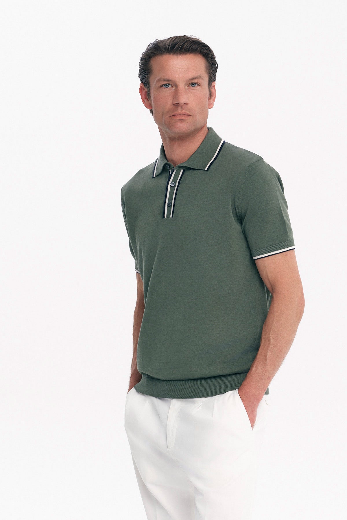 ΑΝΔΡΙΚΟ ΠΡΑΣΙΝΟ POLO ΠΛΕΚΤΟ REGULAR FIT PORTOBELLO'S ΜΕ ΛΕΠΤΟΜΕΡΕΙΕΣ