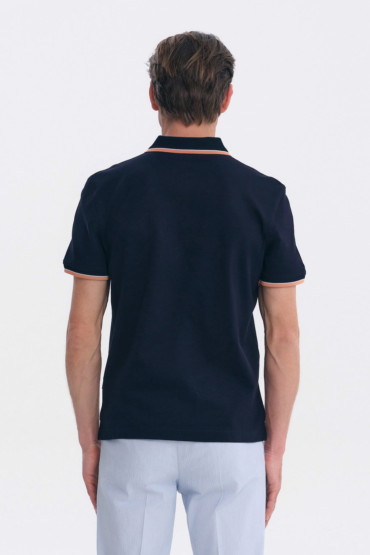 ΑΝΔΡΙΚΟ ΜΠΛΕ POLO MERCERISED REGULAR FIT PORTOBELLO'S ΜΕ ΛΕΠΤΟΜΕΡΕΙΕΣ