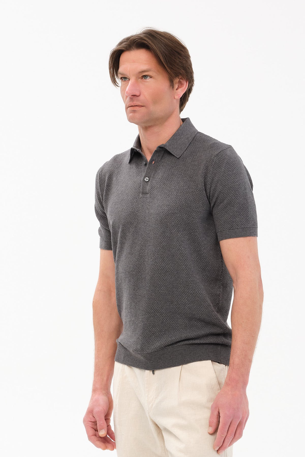 ΑΝΔΡΙΚΟ ΣΚΟΥΡΟ ΓΚΡΙ ΠΛΕΚΤΟ ΚΟΝΤΟΜΑΝΙΚΟ POLO PORTOBELLO'S REGULAR FIT