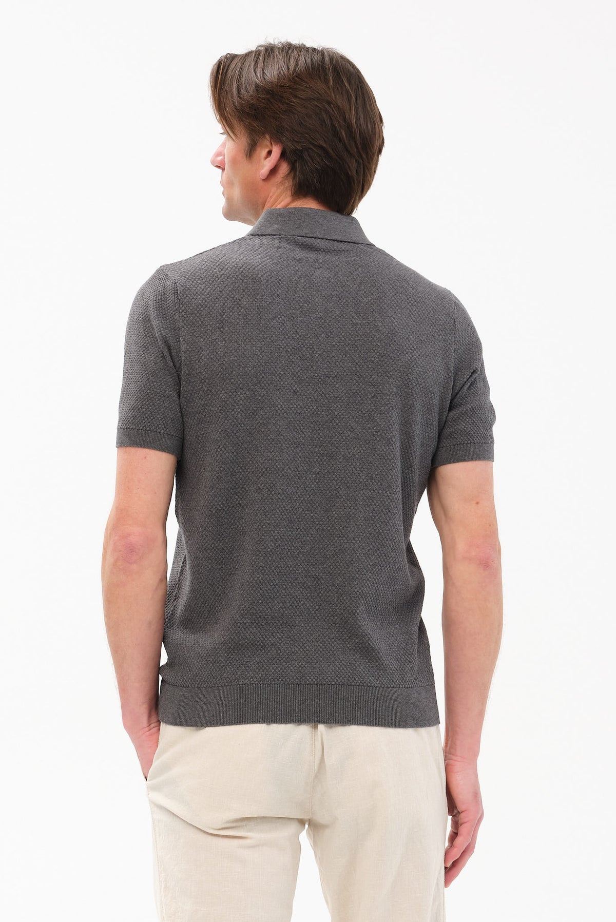 ΑΝΔΡΙΚΟ ΣΚΟΥΡΟ ΓΚΡΙ ΠΛΕΚΤΟ ΚΟΝΤΟΜΑΝΙΚΟ POLO PORTOBELLO'S REGULAR FIT