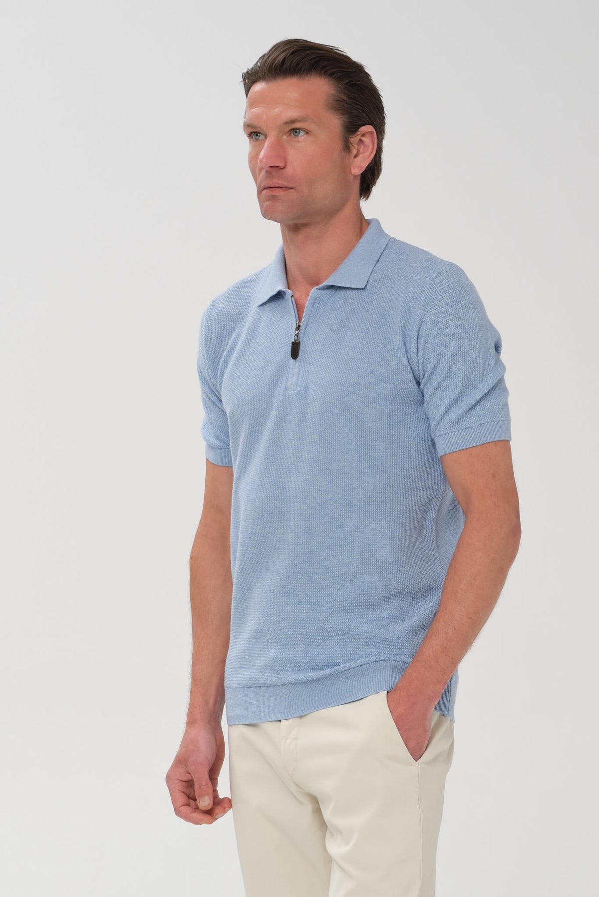 ΑΝΔΡΙΚΟ ΣΙΕΛ ΠΛΕΚΤΟ ΚΟΝΤΟΜΑΝΙΚΟ POLO ZIP PORTOBELLO'S REGULAR FIT