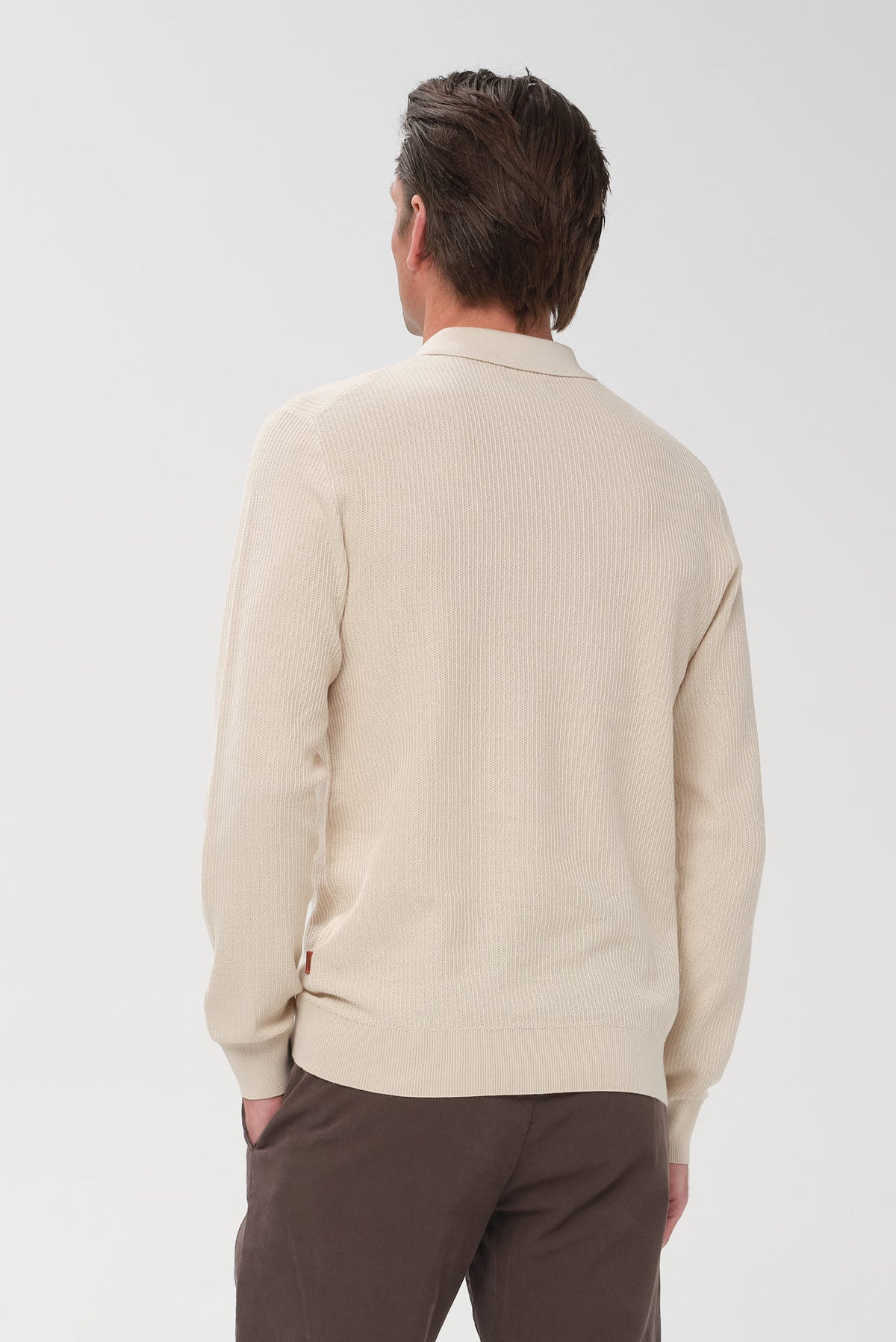 ΑΝΔΡΙΚΟ ΜΠΕΖ ΣΚΟΥΡΟ ΠΛΕΚΤΟ ΜΑΚΡΥΜΑΝΙΚΟ POLΟ ZIP PORTOBELLO'S REGULAR FIT