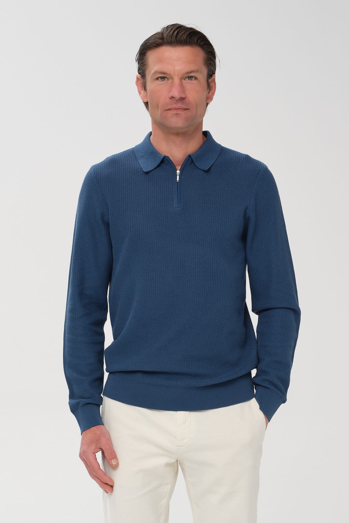 ΑΝΔΡΙΚΟ ΠΕΤΡΟΛ ΠΛΕΚΤΟ ΜΑΚΡΥΜΑΝΙΚΟ POLΟ ZIP PORTOBELLO'S REGULAR FIT