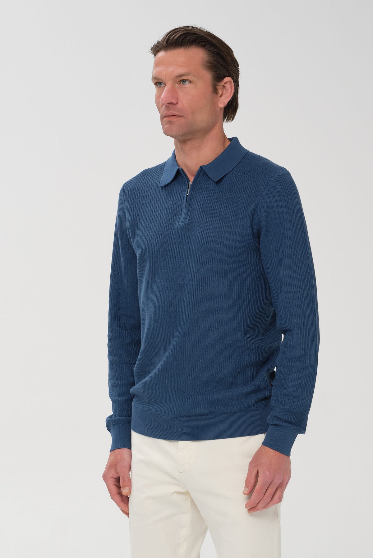 ΑΝΔΡΙΚΟ ΠΕΤΡΟΛ ΠΛΕΚΤΟ ΜΑΚΡΥΜΑΝΙΚΟ POLΟ ZIP PORTOBELLO'S REGULAR FIT