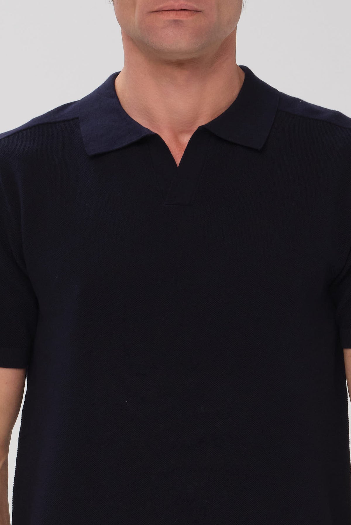 ΑΝΔΡΙΚΟ ΜΠΛΕ ΠΛΕΚΤΟ ΚΟΝΤΟΜΑΝΙΚΟ POLO PORTOBELLO'S ΜΕ NO BUTTON ΓΙΑΚΑ REGULAR FIT