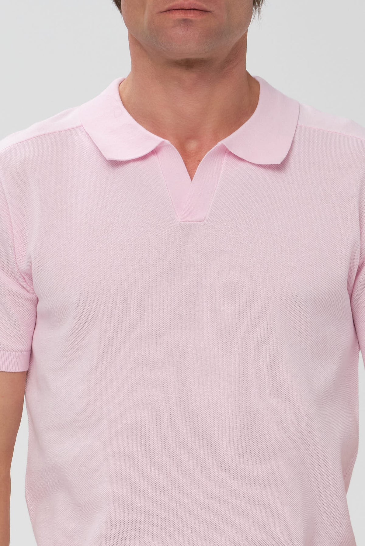 ΑΝΔΡΙΚΟ ΡΟΖ ΠΛΕΚΤΟ ΚΟΝΤΟΜΑΝΙΚΟ POLO PORTOBELLO'S ΜΕ NO BUTTON ΓΙΑΚΑ REGULAR FIT