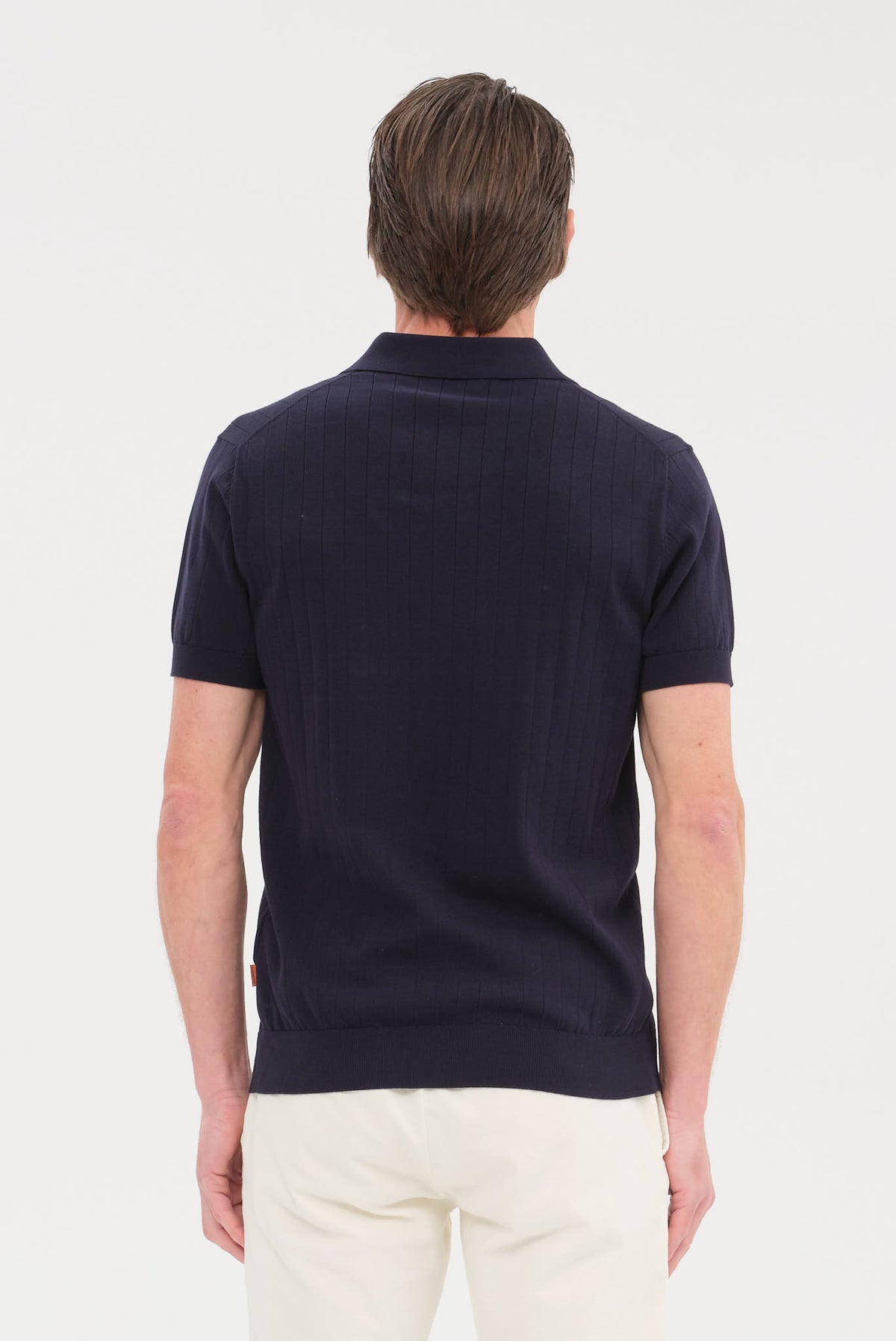 ΑΝΔΡΙΚΟ ΜΠΛΕ KONTOMANIKO POLO PORTOBELLO'S ME ΚΑΘΕΤΗ ΡΙΓΕ ΠΛΕΞΗ ΚΑΙ NO BUTTON ΓΙΑΚΑ REGULAR FIT