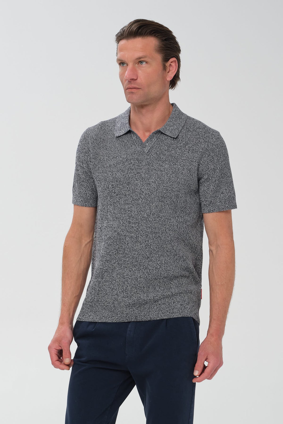 ΑΝΔΡΙΚΟ ΜΠΛΕ ΓΚΡΙ ΠΛΕΚΤΟ ΚΟΝΤΟΜΑΝΙΚΟ POLO JOOP ΜΕ NO BUTTON ΓΙΑΚΑ REGULAR FIT