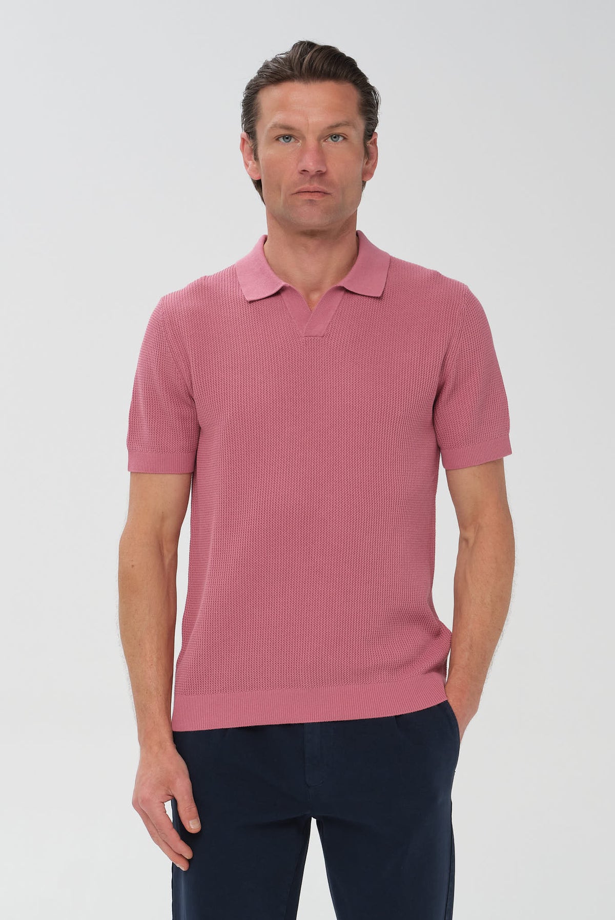 ΑΝΔΡΙΚΟ ΡΟΖ ΠΛΕΚΤΟ ΚΟΝΤΟΜΑΝΙΚΟ POLO JOOP ΜΕ NO BUTTON ΓΙΑΚΑ REGULAR FIT