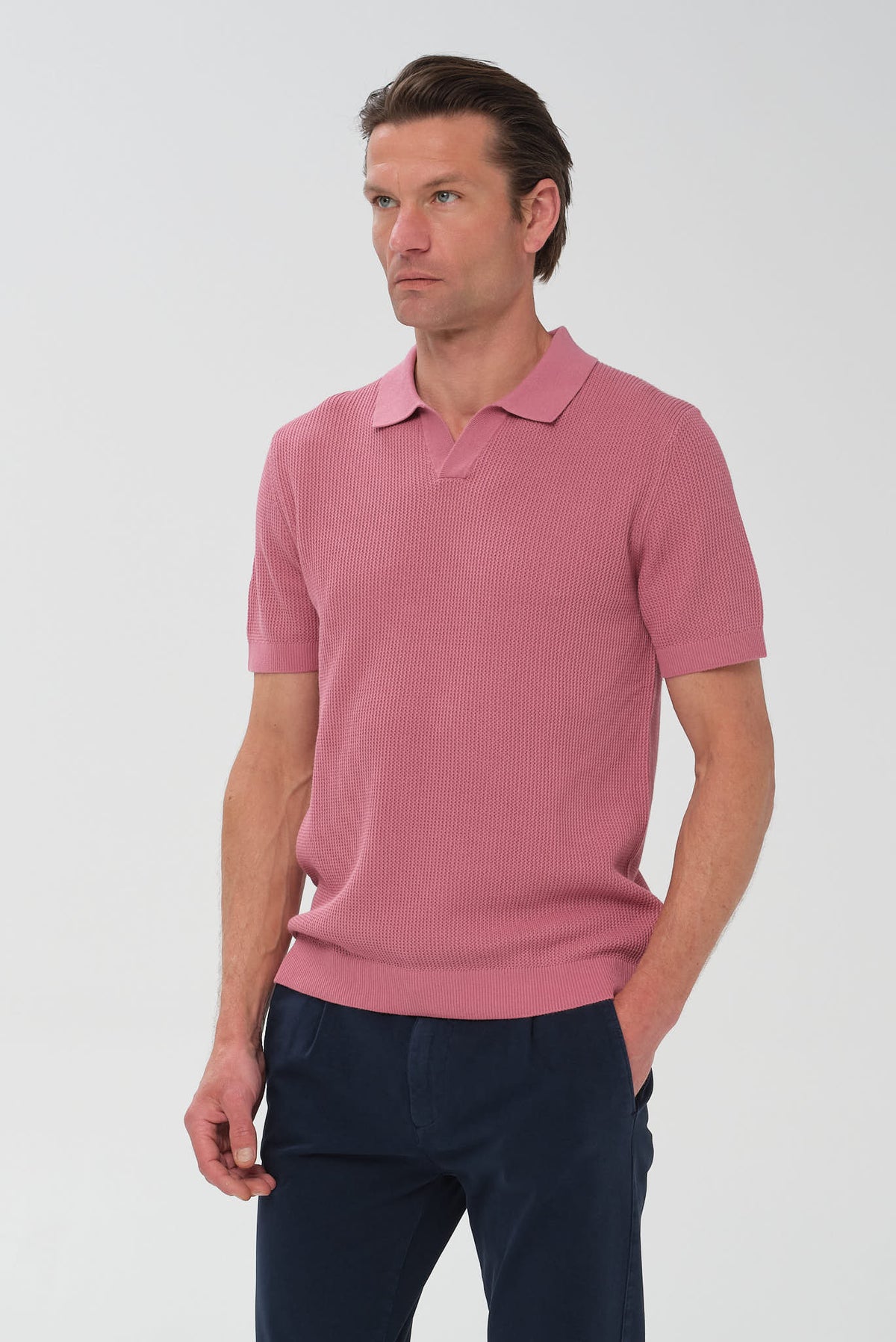 ΑΝΔΡΙΚΟ ΡΟΖ ΠΛΕΚΤΟ ΚΟΝΤΟΜΑΝΙΚΟ POLO JOOP ΜΕ NO BUTTON ΓΙΑΚΑ REGULAR FIT