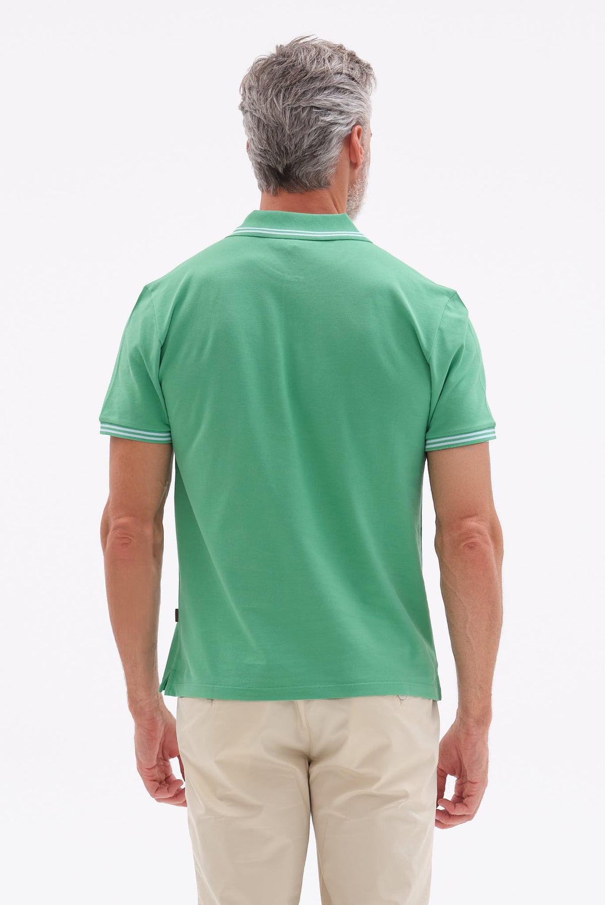 ΑΝΔΡΙΚΟ ΠΡΑΣΙΝΟ ΚΟΝΤΟΜΑΝΙΚΟ PIQUE POLO PORTOBELLO'S ΜΕ ΛΕΠΤΟΜΕΡΕΙΕΣ ΣΤΟΝ ΓΙΑΚΑ ΚΑΙ ΣΤΑ ΜΑΝΙΚΙΑ REGULAR FIT