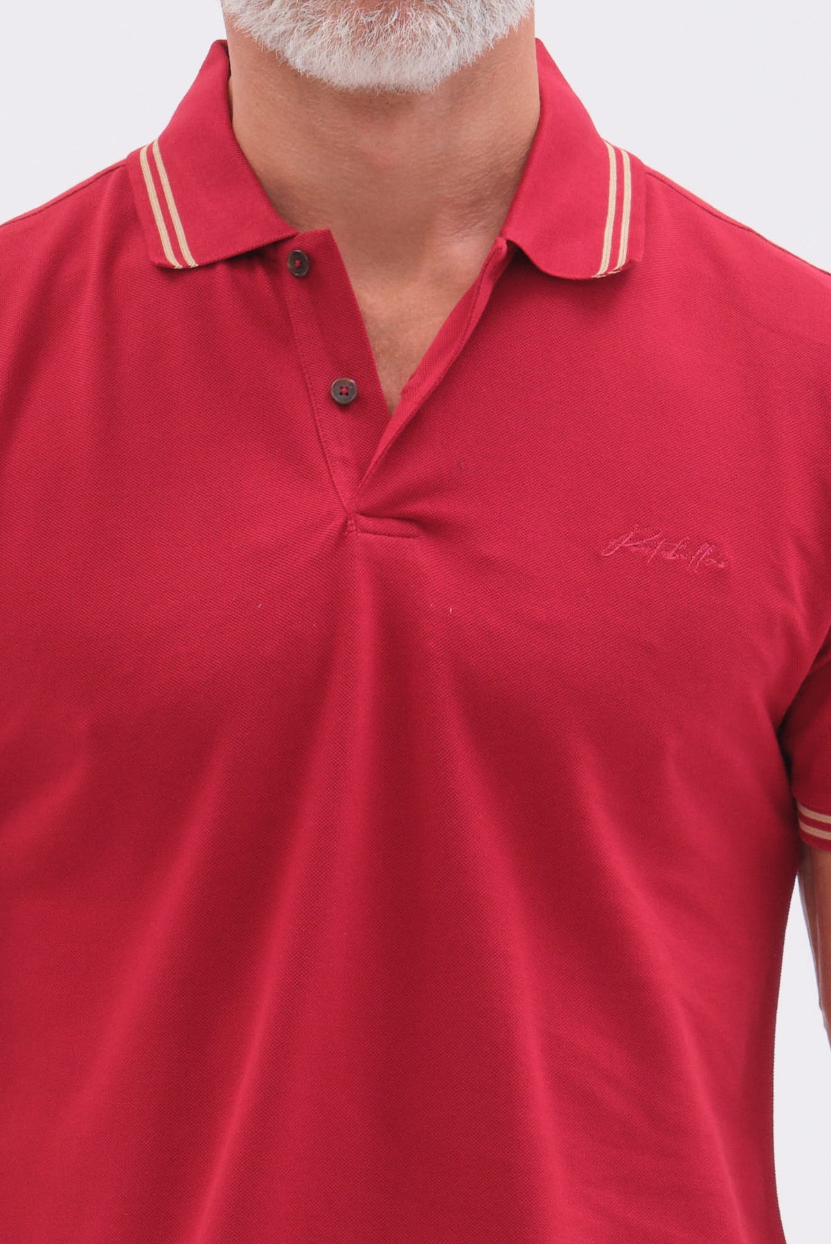 ΑΝΔΡΙΚΟ ΜΠΟΡΝΤΟ ΚΟΝΤΟΜΑΝΙΚΟ PIQUE POLO PORTOBELLO'S ΜΕ ΛΕΠΤΟΜΕΡΕΙΕΣ ΣΤΟΝ ΓΙΑΚΑ ΚΑΙ ΣΤΑ ΜΑΝΙΚΙΑ REGULAR FIT