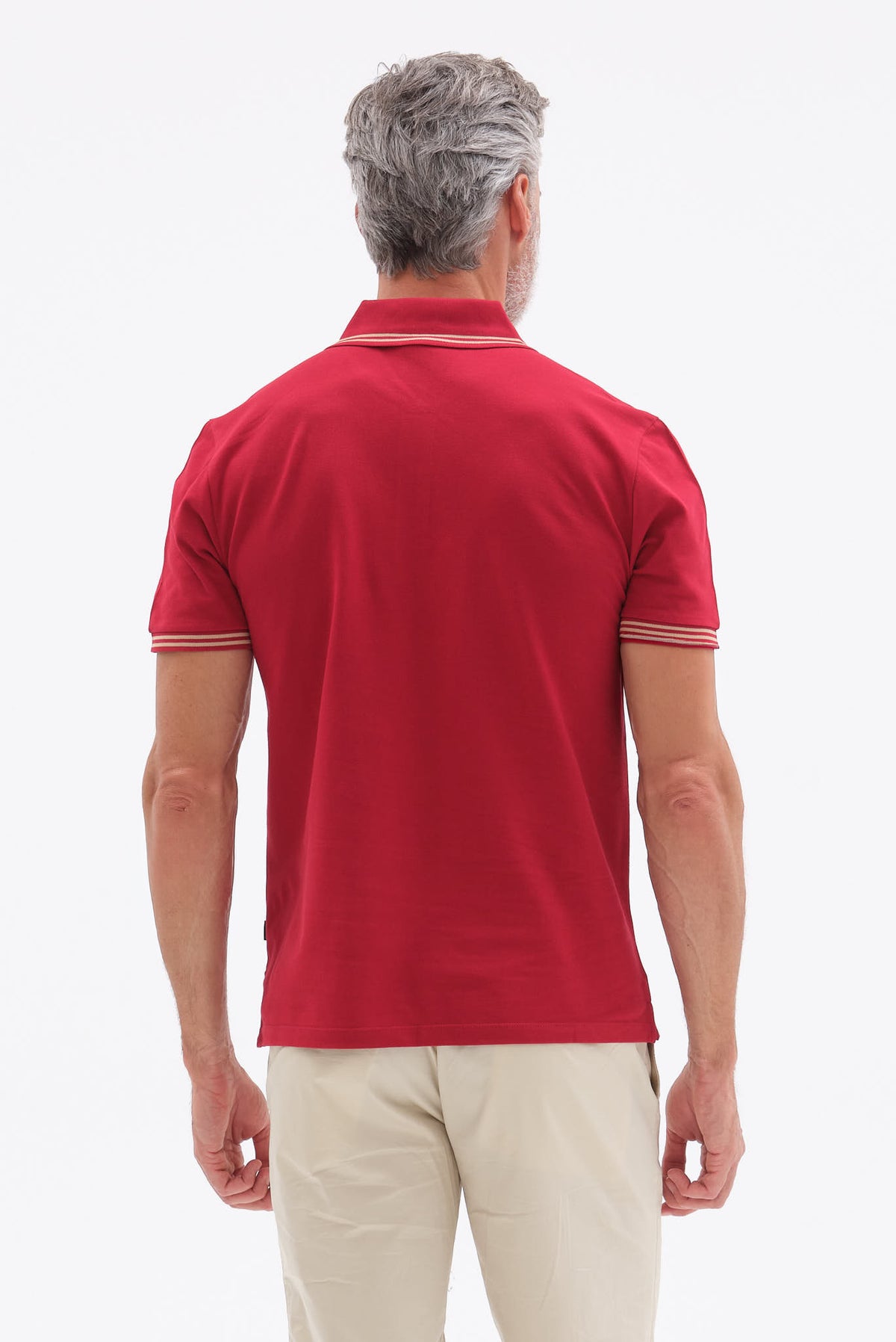 ΑΝΔΡΙΚΟ ΜΠΟΡΝΤΟ ΚΟΝΤΟΜΑΝΙΚΟ PIQUE POLO PORTOBELLO'S ΜΕ ΛΕΠΤΟΜΕΡΕΙΕΣ ΣΤΟΝ ΓΙΑΚΑ ΚΑΙ ΣΤΑ ΜΑΝΙΚΙΑ REGULAR FIT