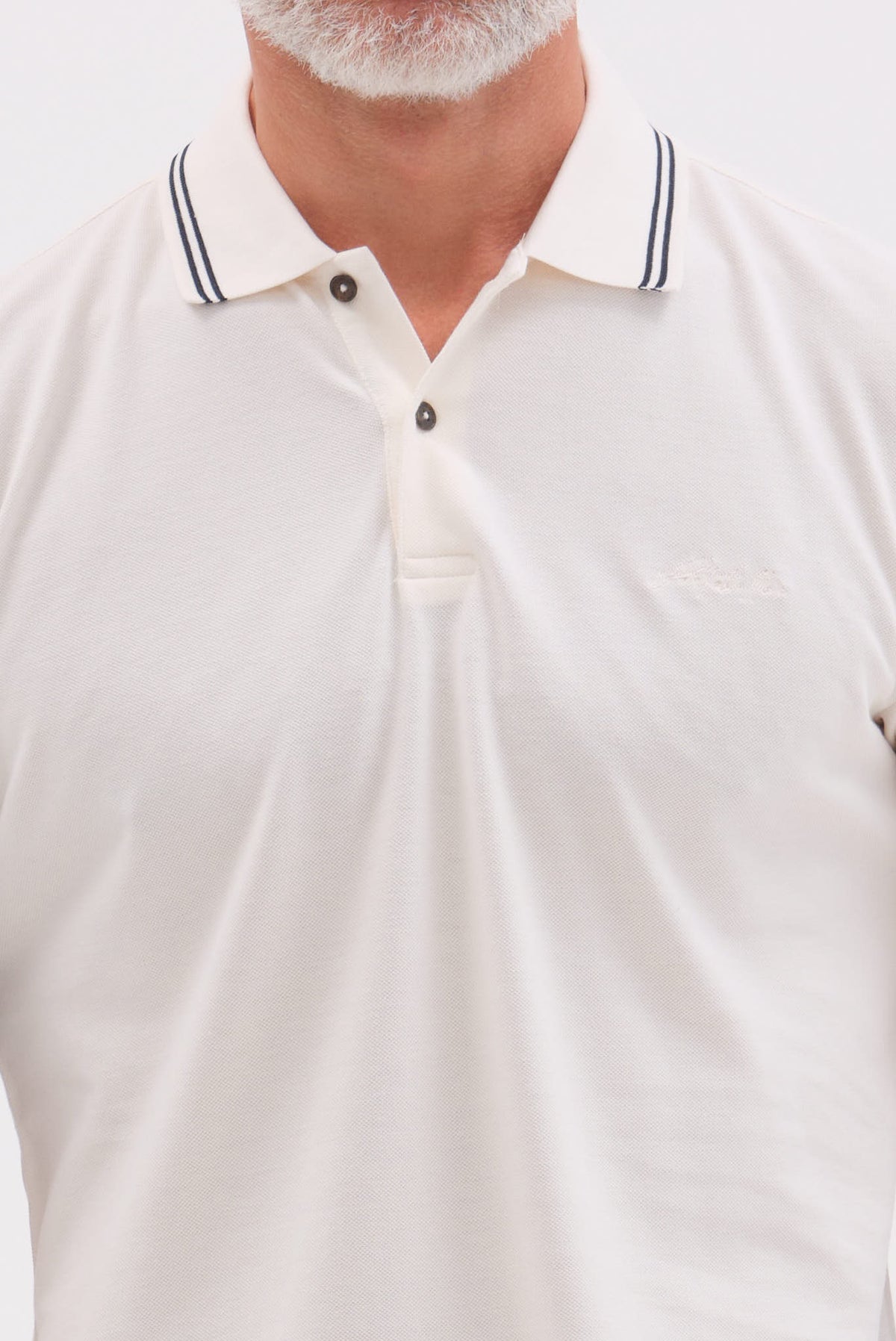 ΑΝΔΡΙΚΟ ΕΚΡΟΥ ΚΟΝΤΟΜΑΝΙΚΟ PIQUE POLO PORTOBELLO'S ΜΕ ΛΕΠΤΟΜΕΡΕΙΕΣ ΣΤΟΝ ΓΙΑΚΑ ΚΑΙ ΣΤΑ ΜΑΝΙΚΙΑ REGULAR FIT