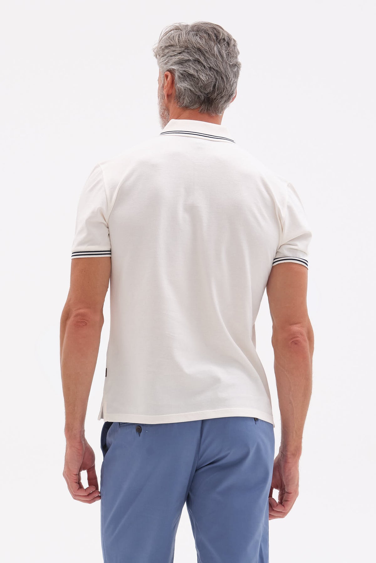 ΑΝΔΡΙΚΟ ΕΚΡΟΥ ΚΟΝΤΟΜΑΝΙΚΟ PIQUE POLO PORTOBELLO'S ΜΕ ΛΕΠΤΟΜΕΡΕΙΕΣ ΣΤΟΝ ΓΙΑΚΑ ΚΑΙ ΣΤΑ ΜΑΝΙΚΙΑ REGULAR FIT