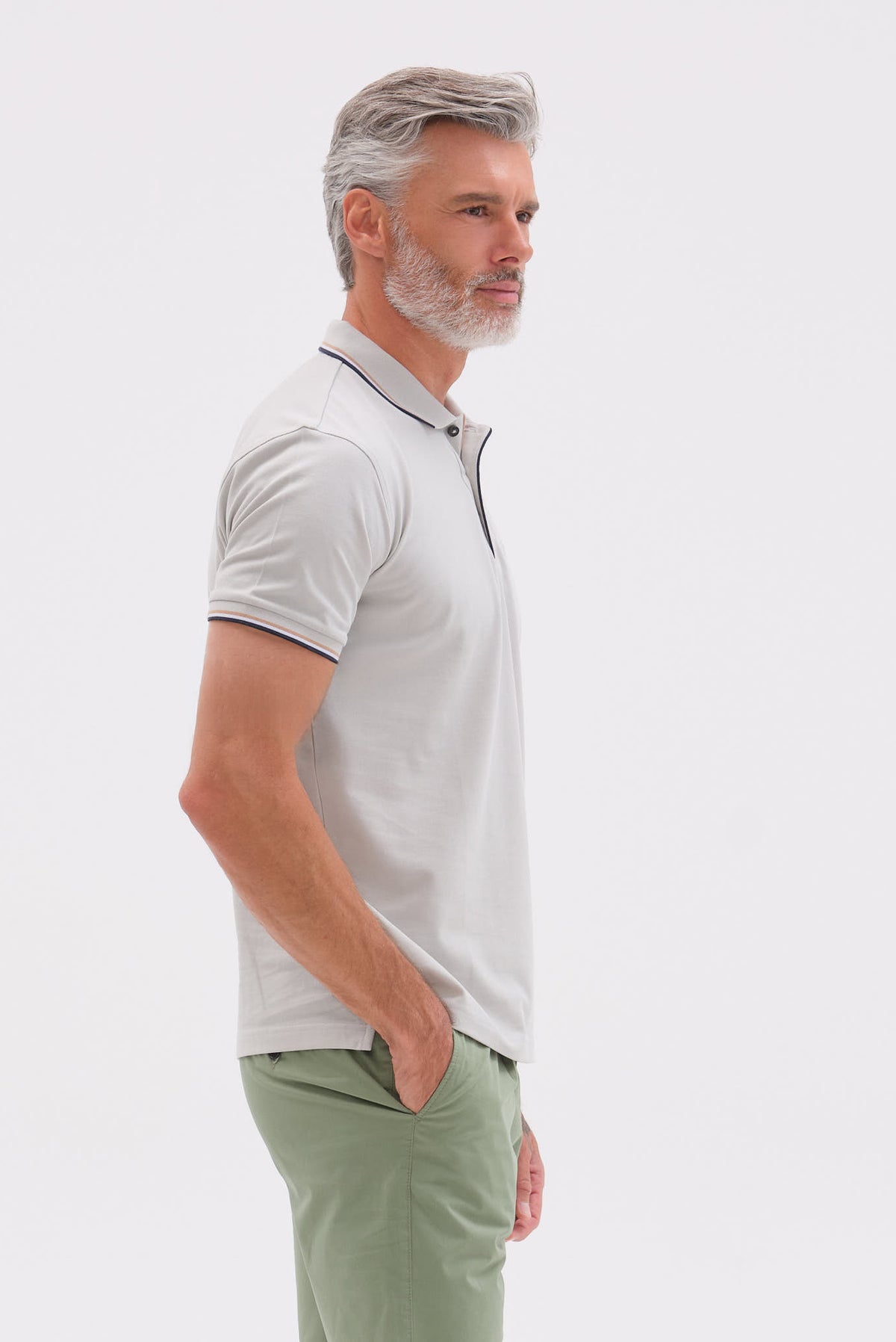 ΑΝΔΡΙΚΟ ΓΚΡΙ ΑΝΟΙΧΤΟ ΚΟΝΤΟΜΑΝΙΚΟ POLO PORTOBELLO'S ΜΕ BIO SILKY FINISH REGULAR FIT