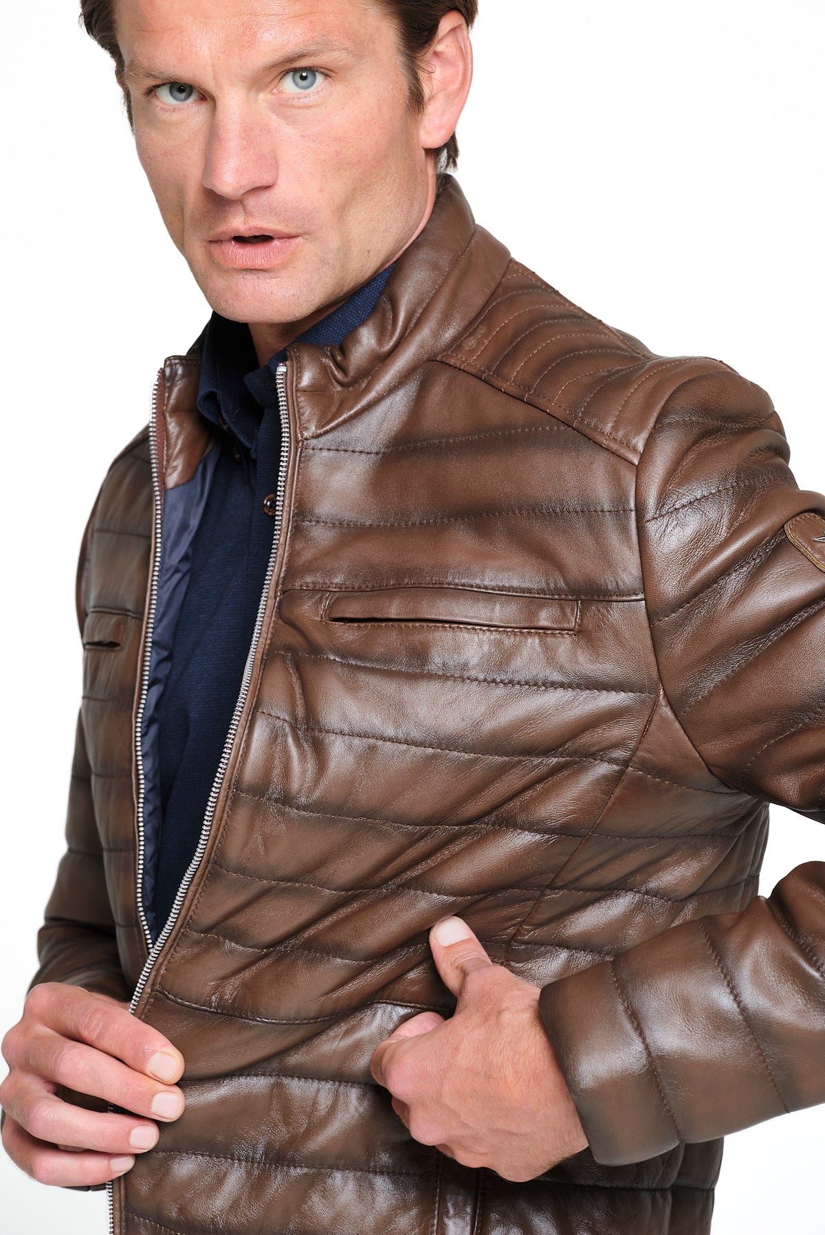 ΑΝΔΡΙΚΟ ΚΑΦΕ ΚΑΠΙΤΟΝΕ ΔΕΡΜΑΤΙΝΟ JACKET PORTOBELLO'S