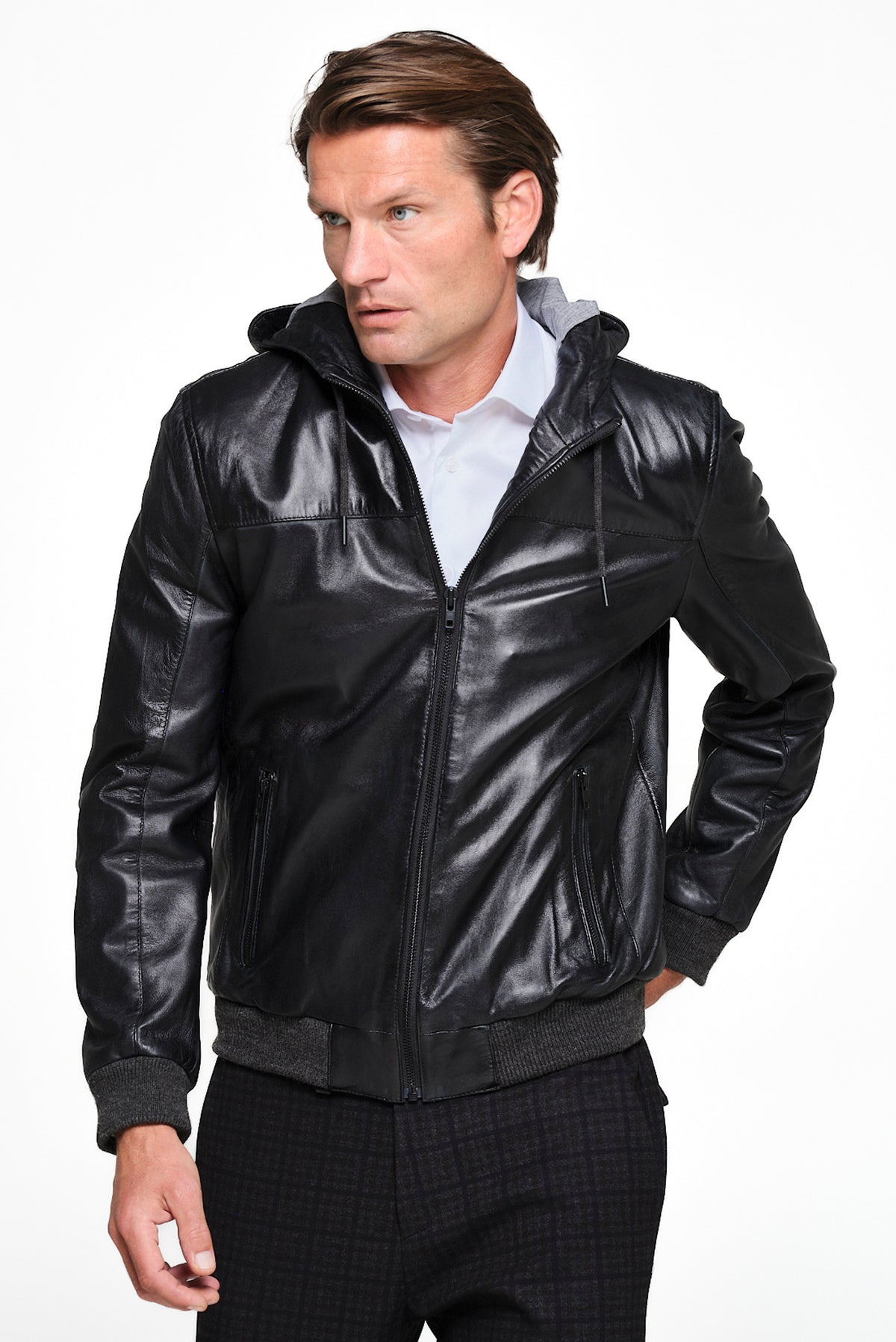 ΑΝΔΡΙΚΟ ΜΑΥΡΟ ΔΕΡΜΑΤΙΝΟ JACKET LES GENT'S