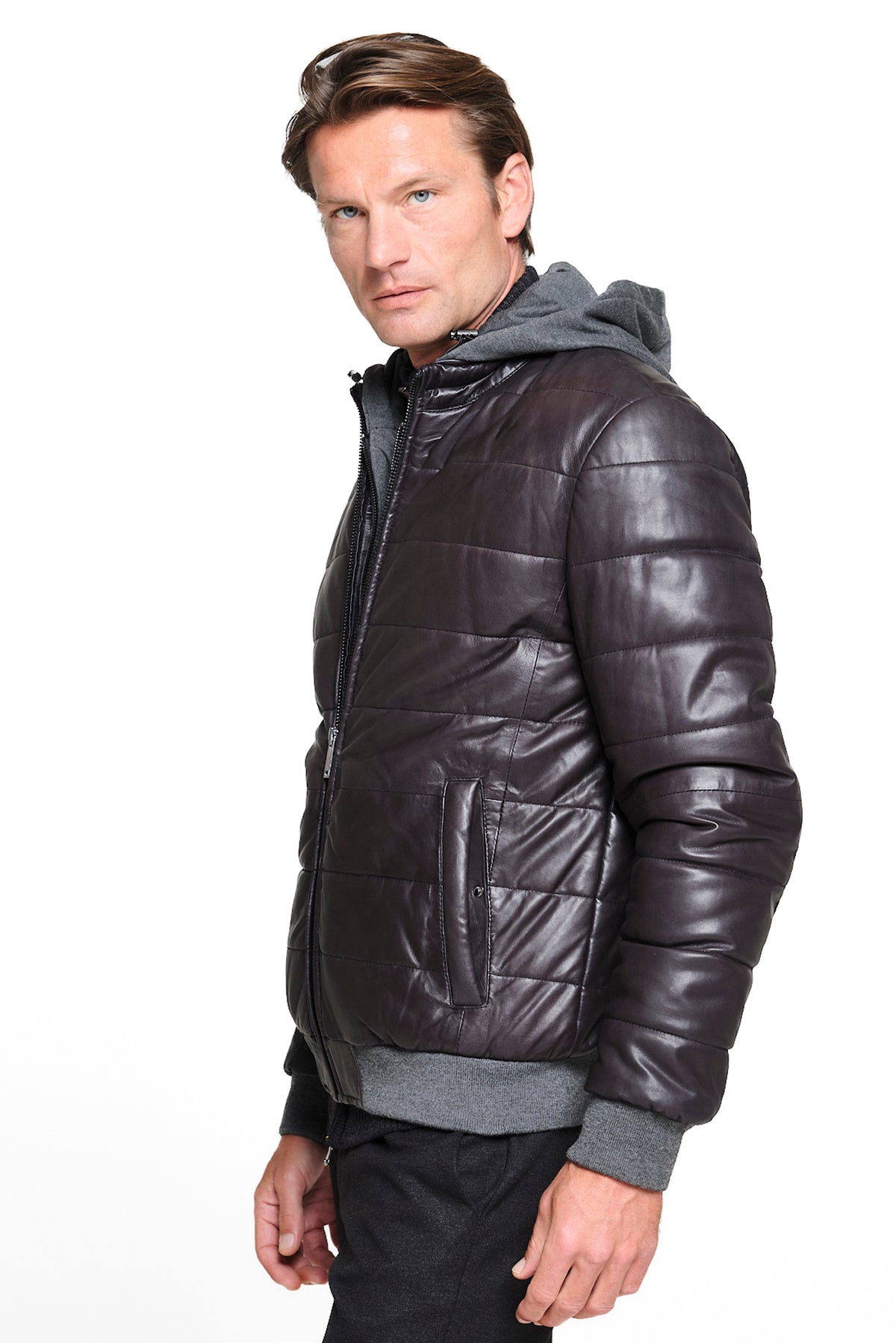 ΑΝΔΡΙΚΟ ΜΑΥΡΟ ΚΑΠΙΤΟΝΕ ΔΕΡΜΑΤΙΝΟ JACKET PORTOBELLO'S