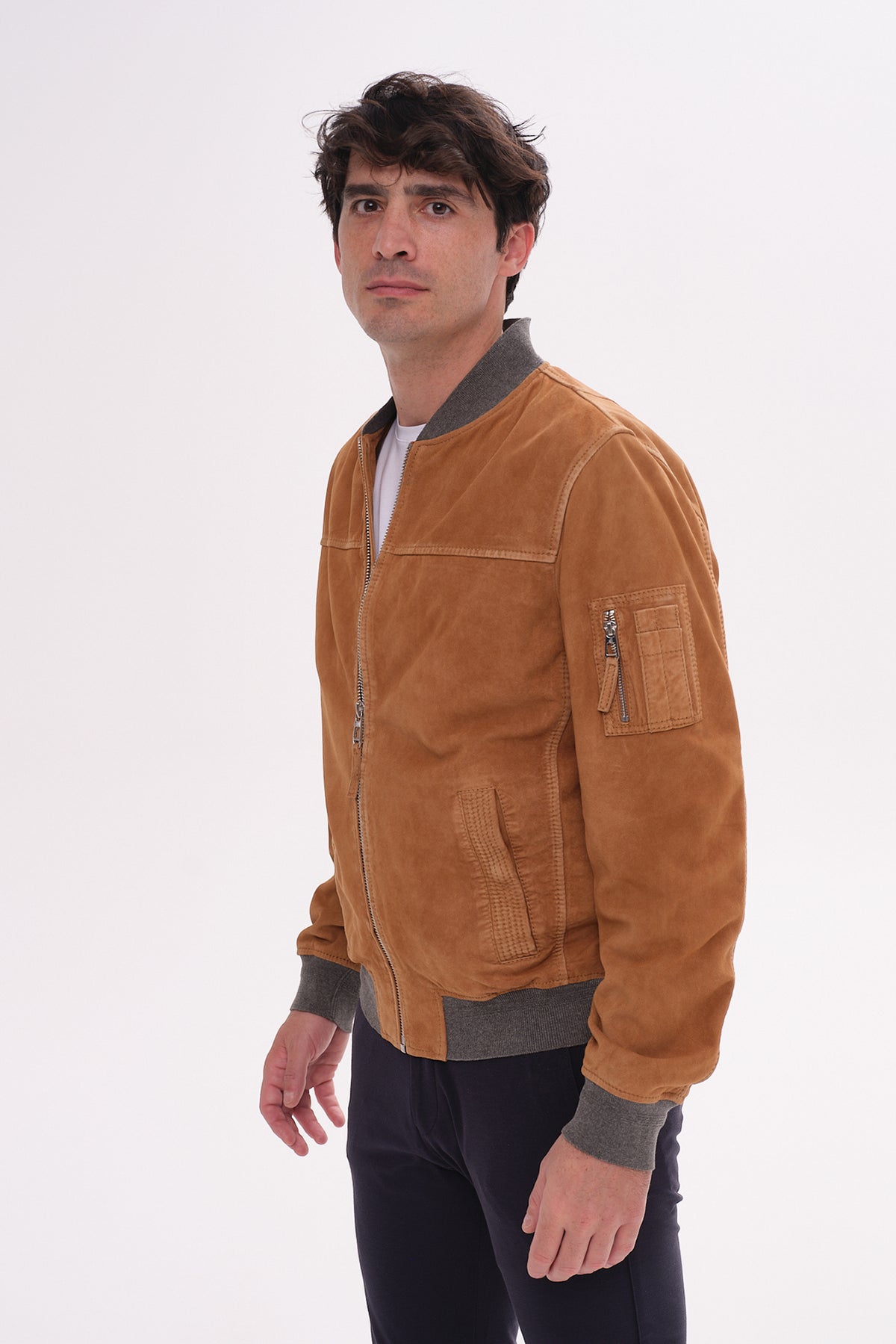 ΑΝΔΡΙΚΟ SUEDE ΜΠΟΥΦΑΝ BOMBER MILESTONE ΣΕ ΤΑΜΠΑ ΑΠΟΧΡΩΣΗ